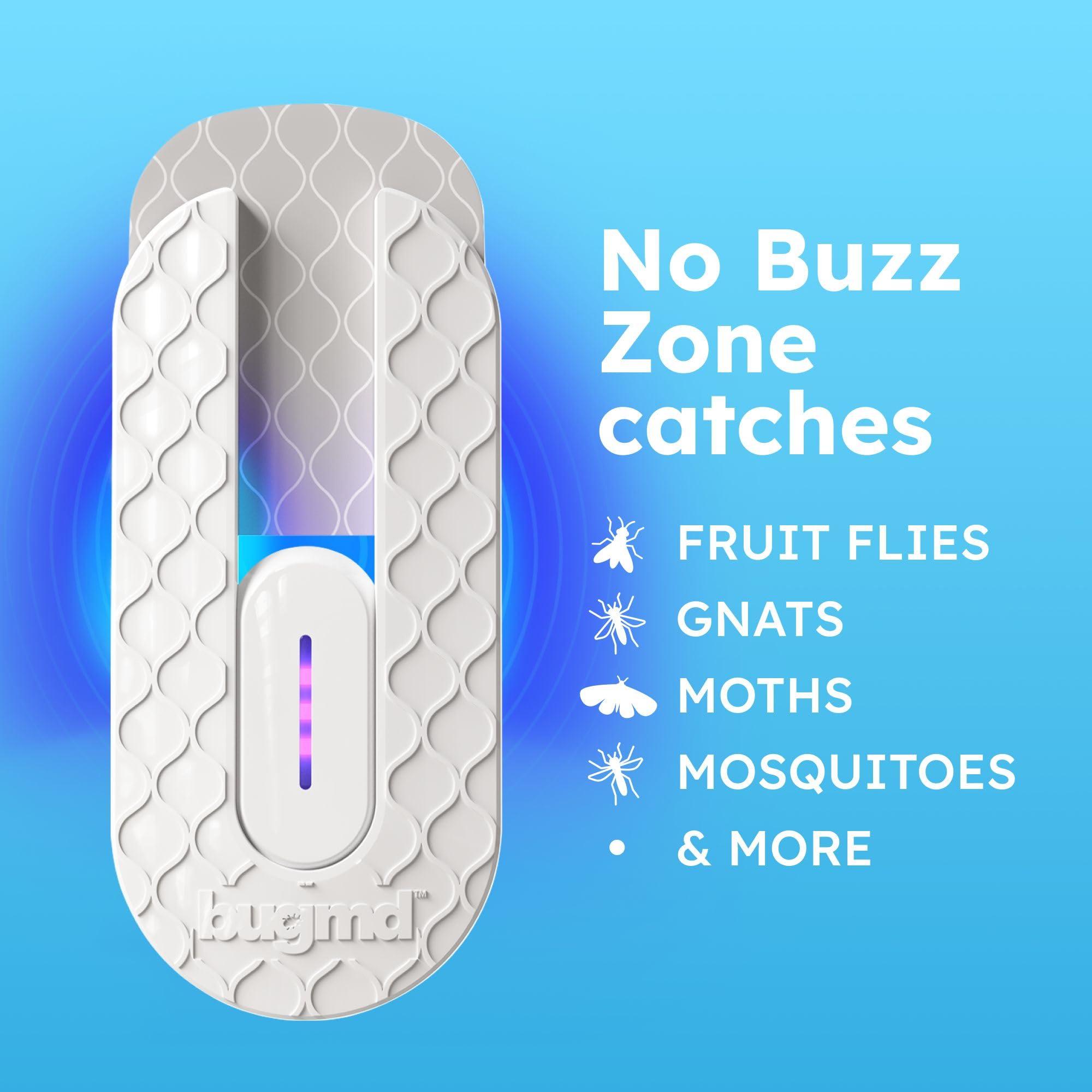 BugMD No Buzz Zone - Flying Insect Trap Catcher Indoor Fly Safer Home Fruit Traps for Gnat Moth Mosquito Bug Light Plug in Killer Refillable Uv Zapper Flea Inside and Indoors 1 Device + 6 Refill - Image 5