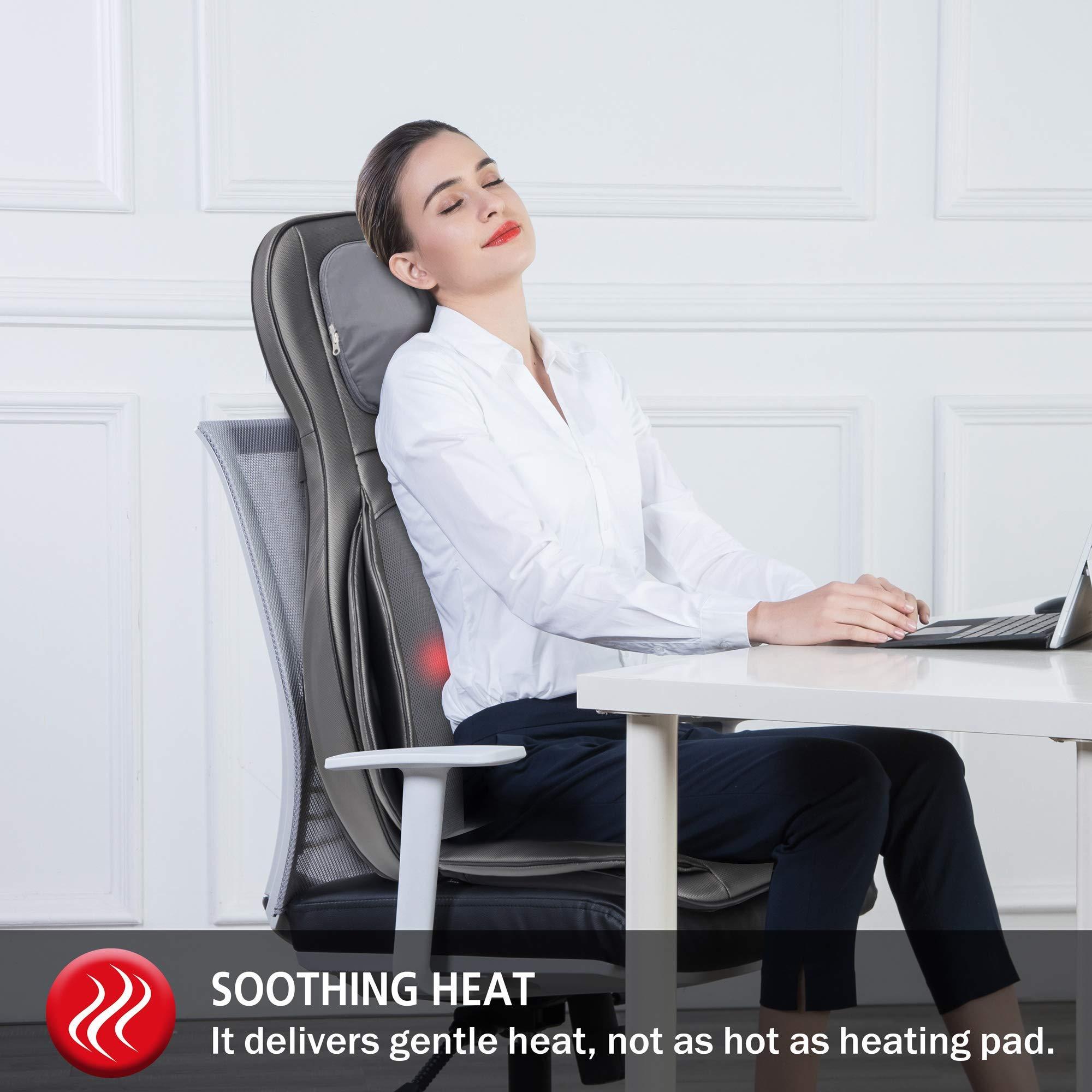 COMFIER Massager Chair with Heat, Shiatsu Neck Back Massager Portable with Compress & Rolling,Massage Chair Pad for Full Back,Neck,Full Body Pain, Gray - Image 5