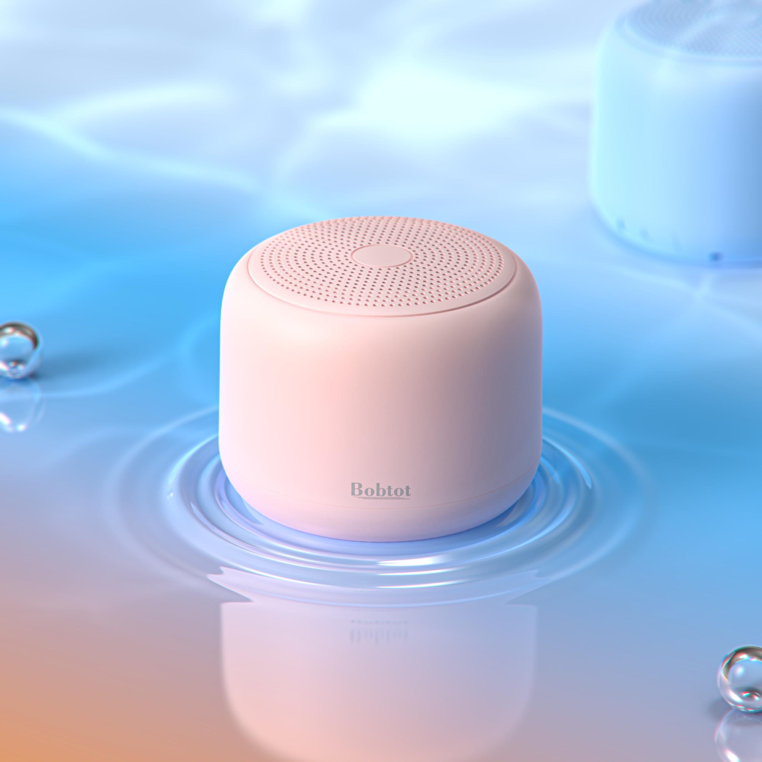 Bobtot Portable Bluetooth Speakers with Strap Easy to Carry, Wireless IPX5 Waterproof Mini Speaker with Loud Stereo Sound, 20 Hours Playtime, Rechargeable Battery, Built-in Microphone, Pink - Image 2