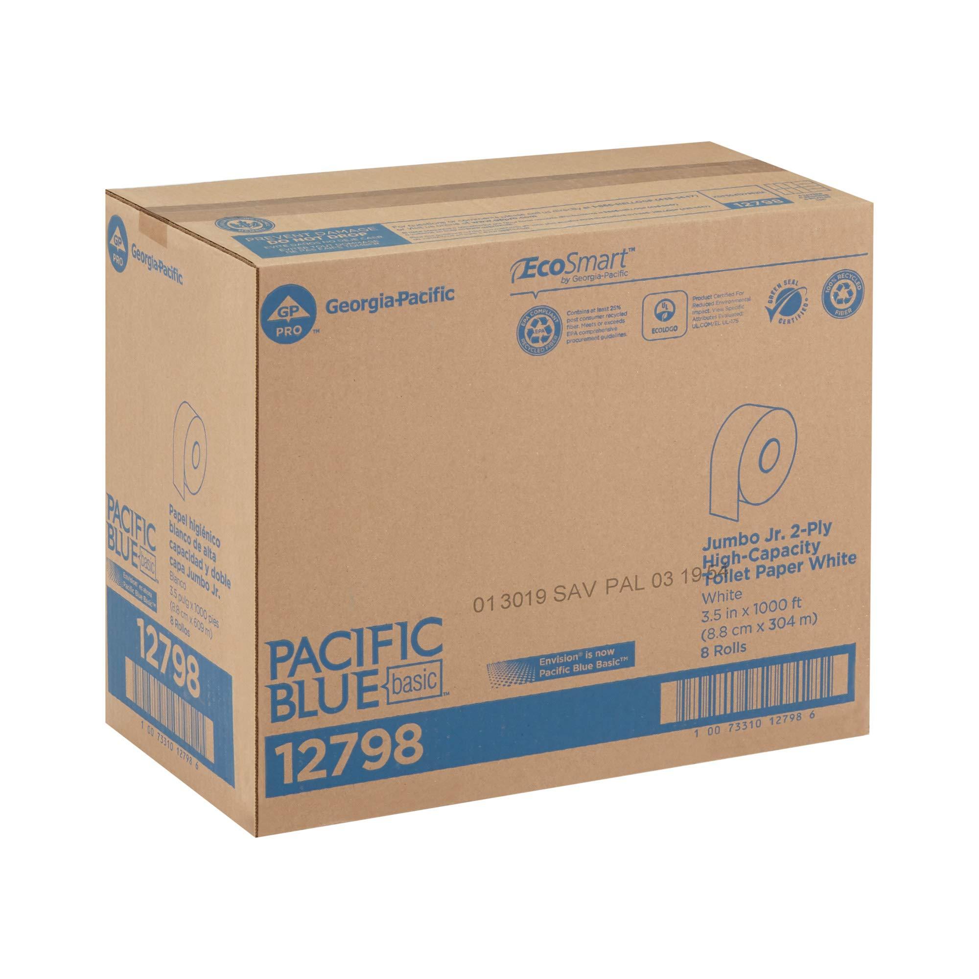PACIFIC BLUE BASIC® JUMBO JR. 2-PLY HIGH-CAPACITY TOILET PAPER, WHITE, 8 ROLLS PER CASE - Image 5
