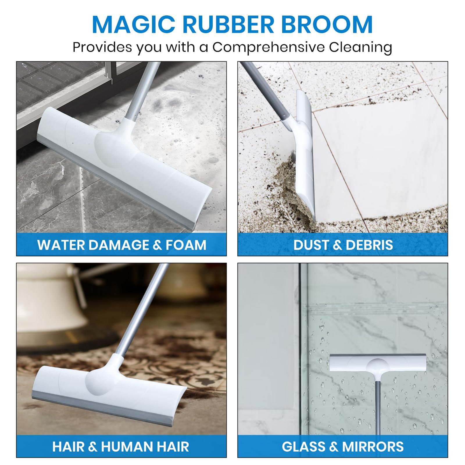 Magic Rubber Broom,50" Long Handle Floor Squeegee,Sweep and Squeegee Multifunction Household Cleaning Broom for Floor Kitchens Shower Tile Hardwood Vinyl Pet Hair (16.5inch) - Image 6