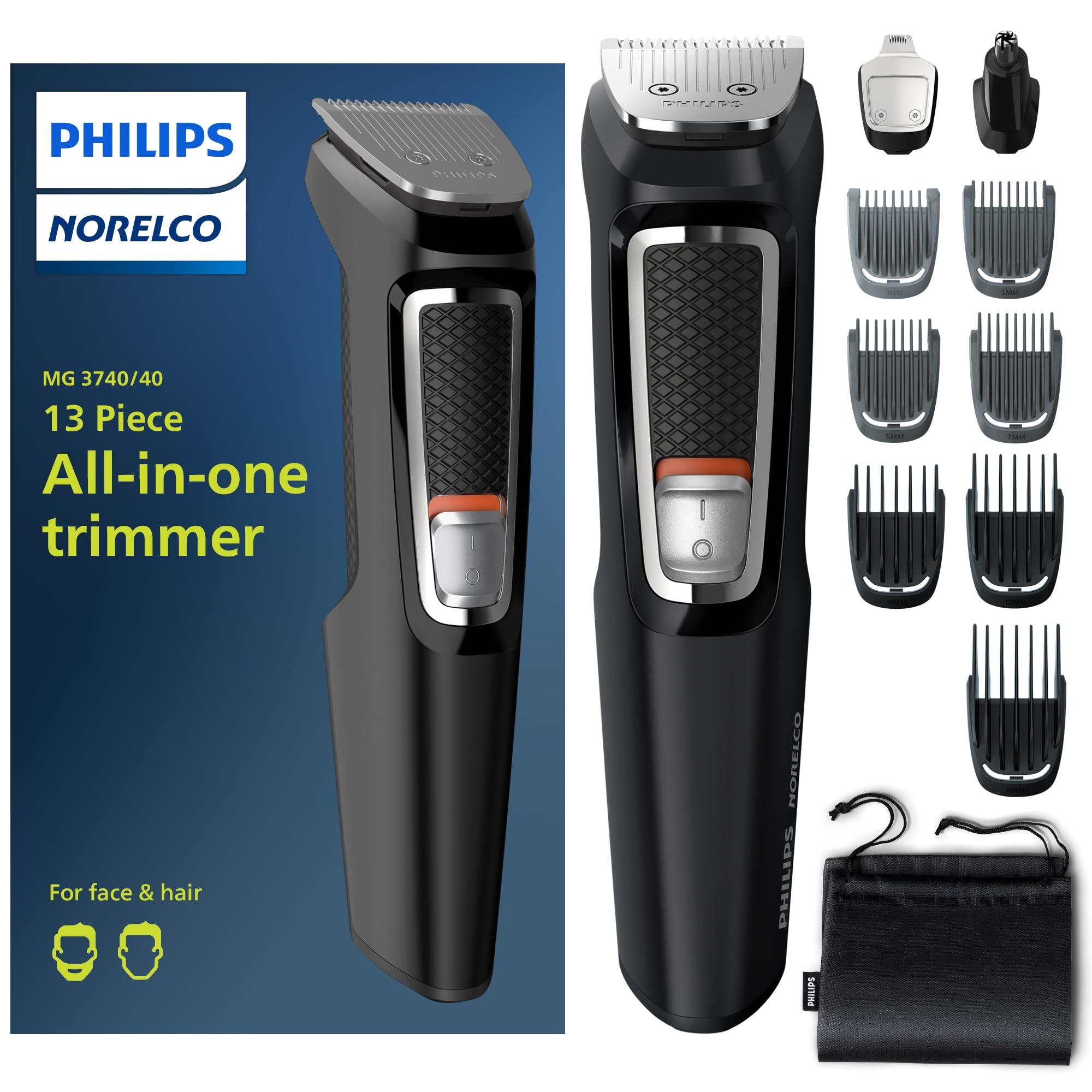 Philips Norelco Multi Groomer - 13 Piece Mens Grooming Kit for Beard, face, Nose, and Ear Hair Trimmer and Hair Clipper - NO Blade Oil Needed, MG3740/40 - Image 1