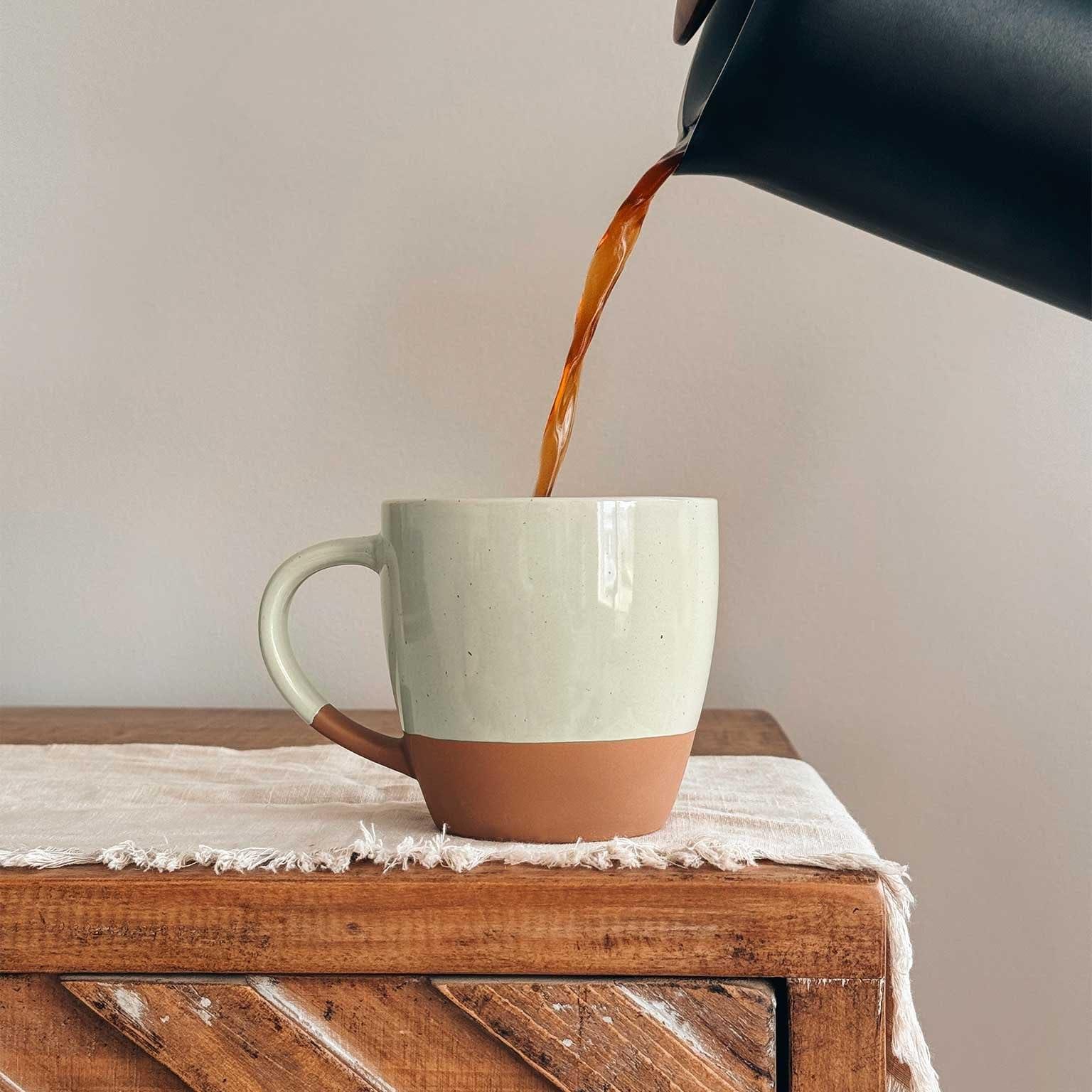 Mora Ceramic Large Latte Mug Set of 4, 16oz - Microwavable, Porcelain Coffee Cups With Big Handle - Modern, Boho, Unique Style For Any Kitchen. Microwave Safe Stoneware - Assorted Neutrals - Image 2
