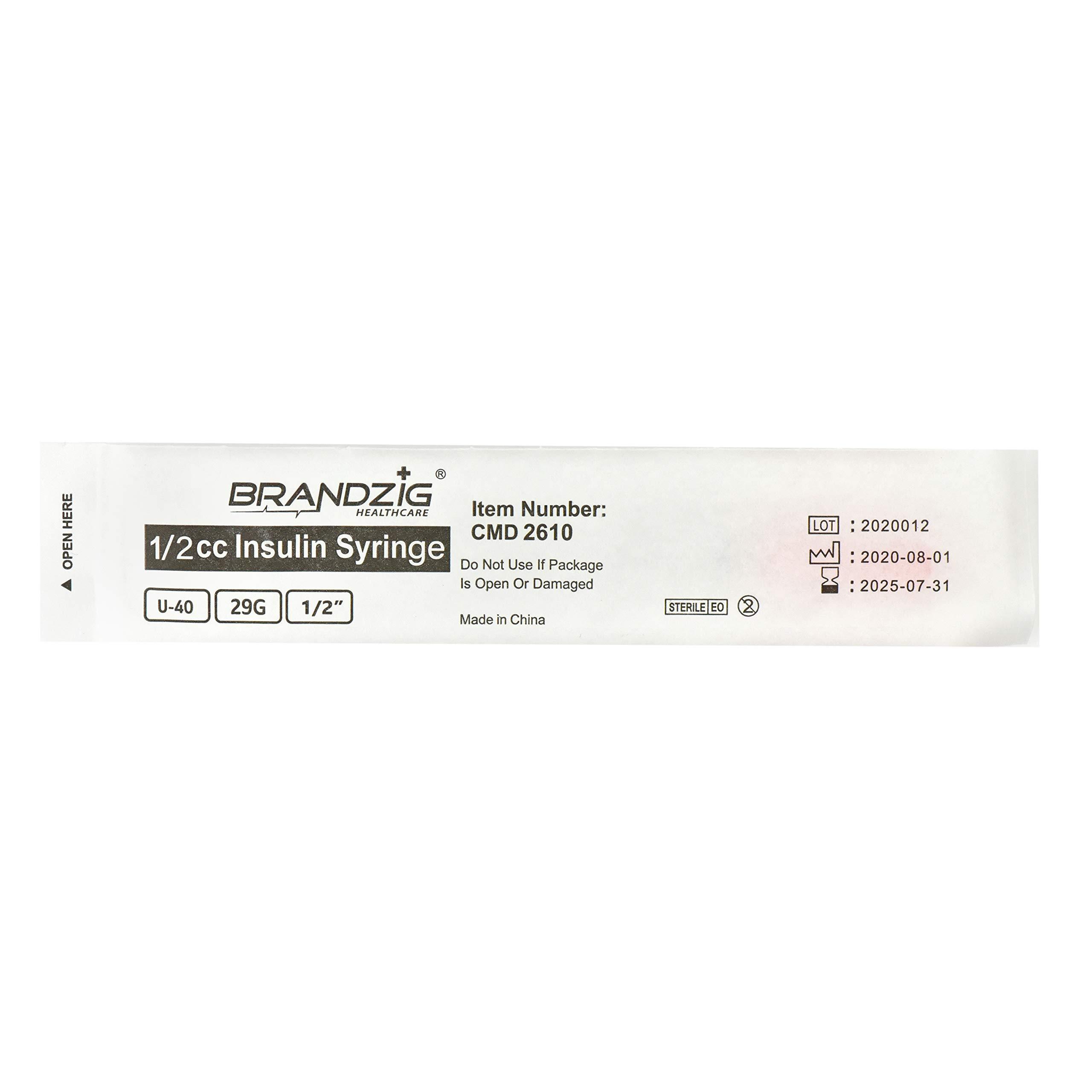 Brandzig U-40 Pet Insulin Syringes 29G 1/2cc, 1/2" 100-Pack - Image 4