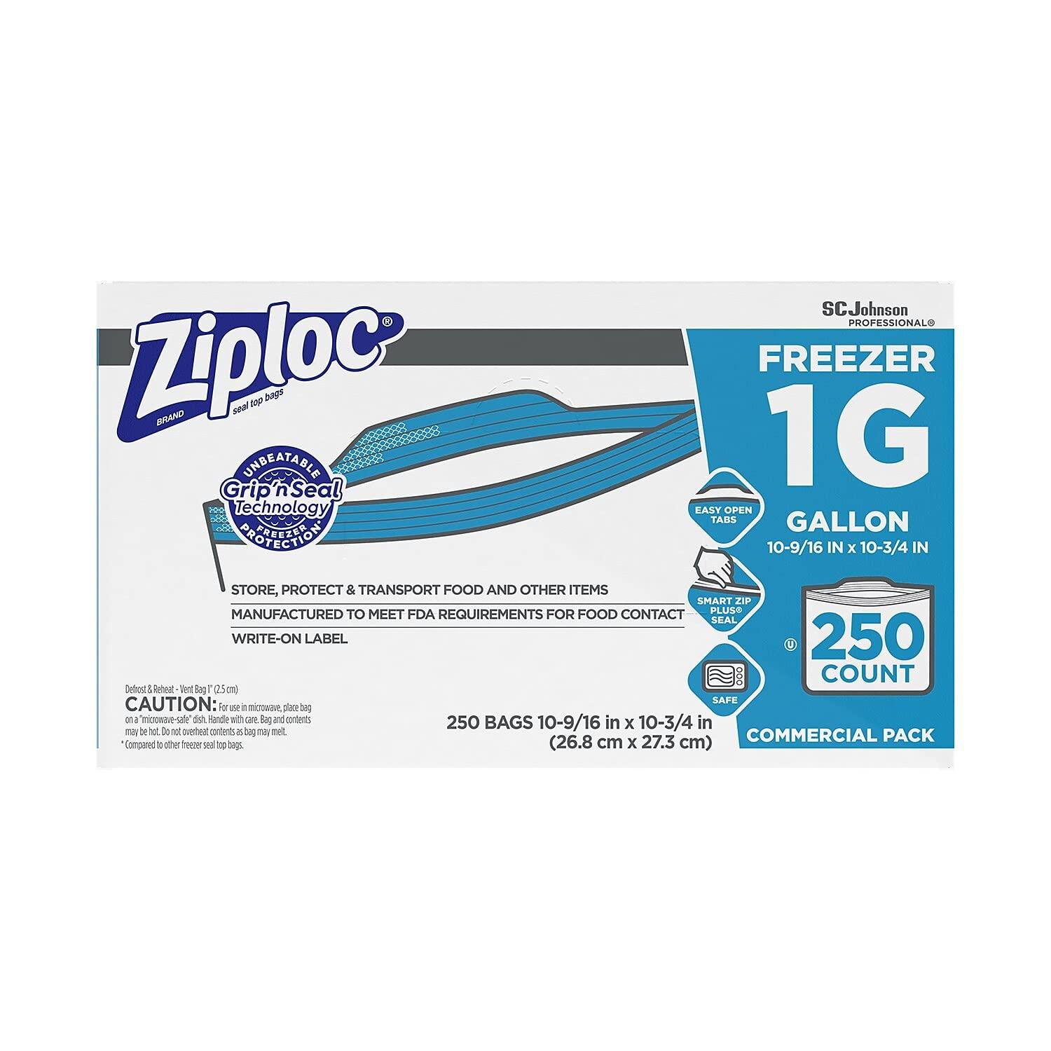 Ziploc 682258 Double-Zipper Freezer Bags, 1gal, 2.7mil, Clear w/Label Panel, 250/Carton - Image 2
