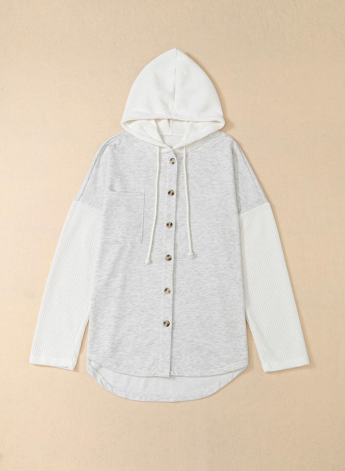 SHEWIN Oversized Sweatshirt for Women Loose Fit Casual Long Sleeve Button Hooded Sweatshirts Hoodies with Pocket - Image 7