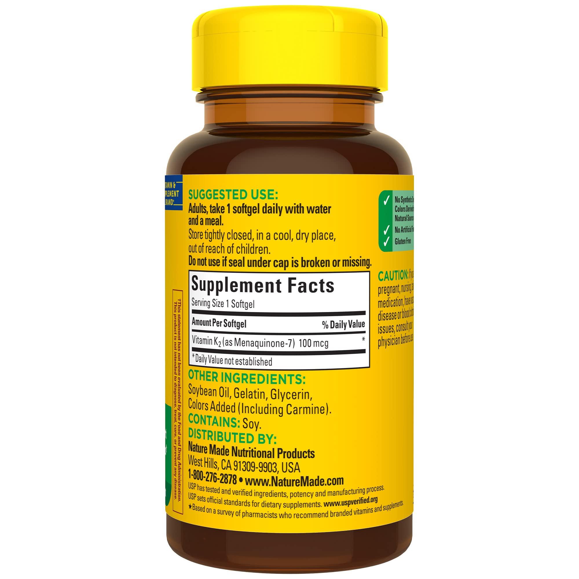 Nature Made Vitamin K2 100 mcg, Healthy Bone Supplements, 30 Softgels, 30 Day Supply - Image 8