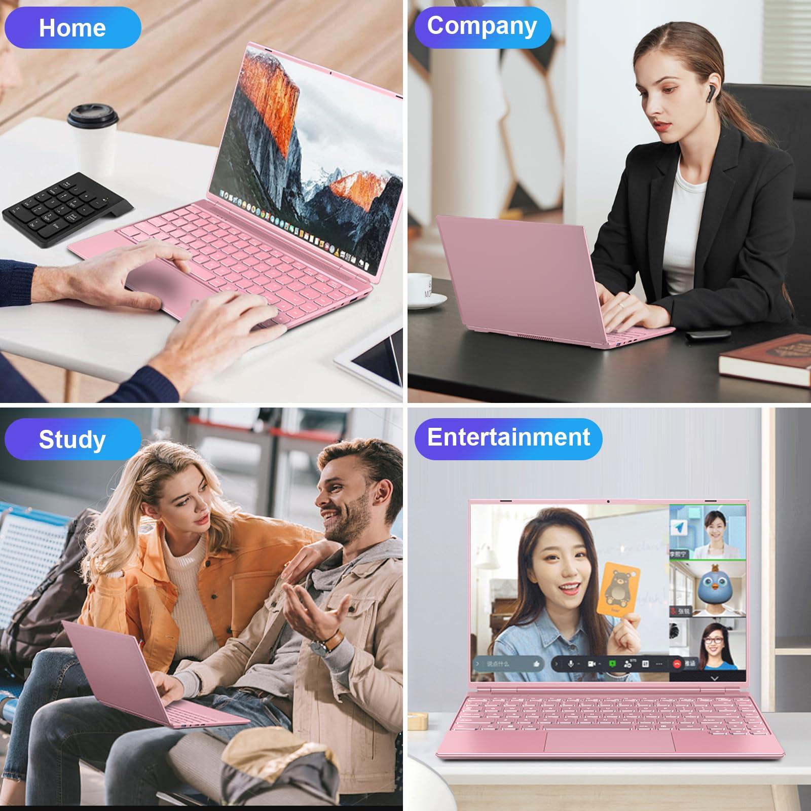 NOTODD Laptop 14" 8GB+256GB SSD Celeron N5095 Up to 2.9 GHz Win 11 Laptop Support 512GB TF 1TB SSD Expand Notebook Support 5G WiFi丨BT 4.2丨Cooling Fan丨1920*1200丨Mouse and Keyboard Protector-Pink - Image 8