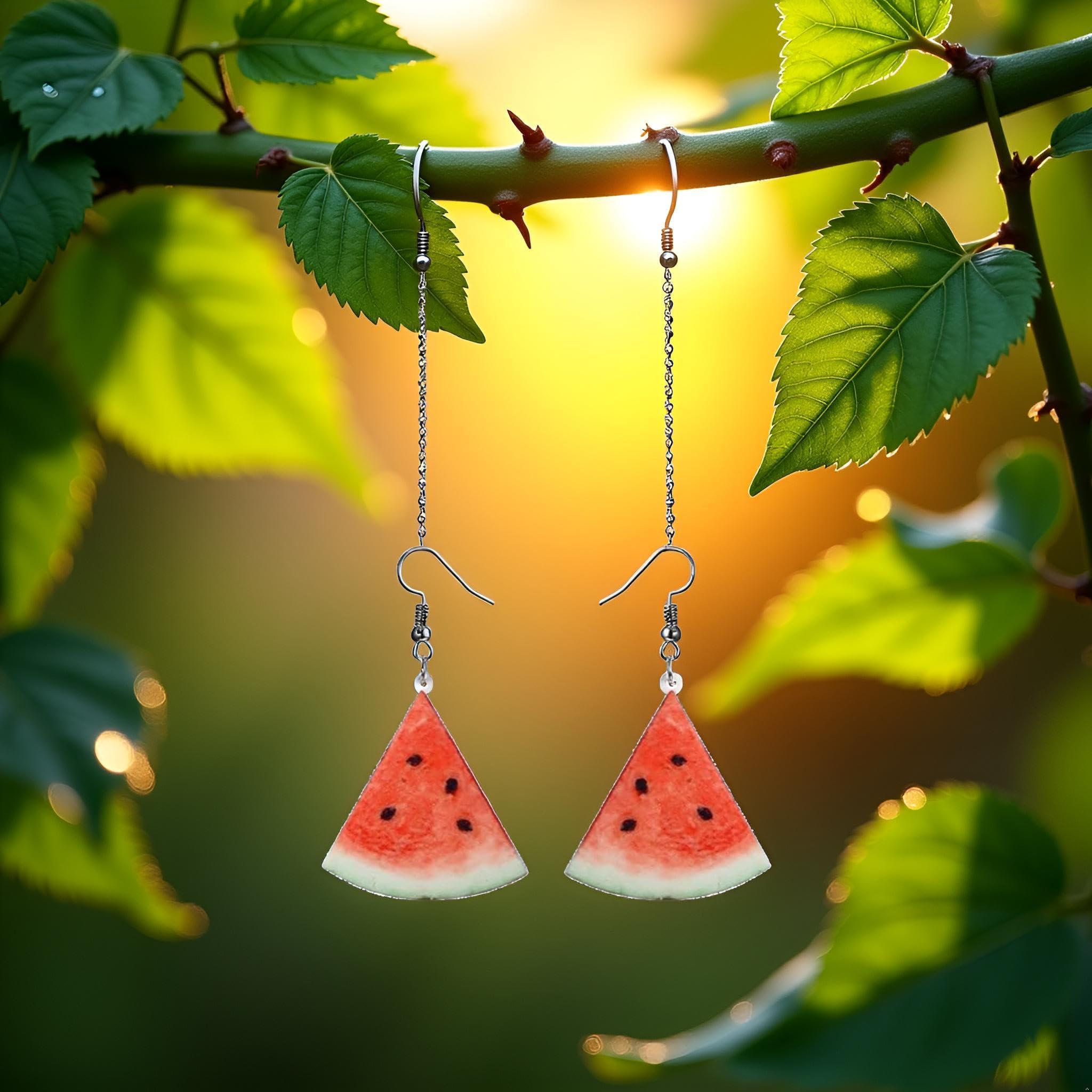 A Pair of Red Watermelons Fashion Creative Acrylic Fruit Earrings Trendy Realistic Food Dangle Earring Women Fun Coconut Watermelon Multicolor for Women Gift Jewelry,Clothing, Shoes and Jewelry - Image 7
