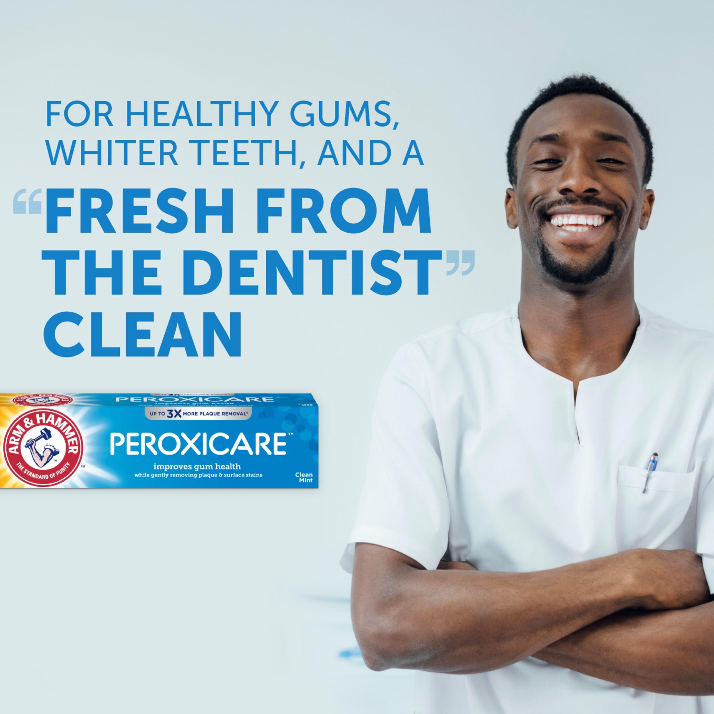 ARM & HAMMER Peroxicare Toothpaste for Gum Health, Baking Soda Toothpaste, Clean Mint, 6.0 oz (Pack of 4 - Image 8