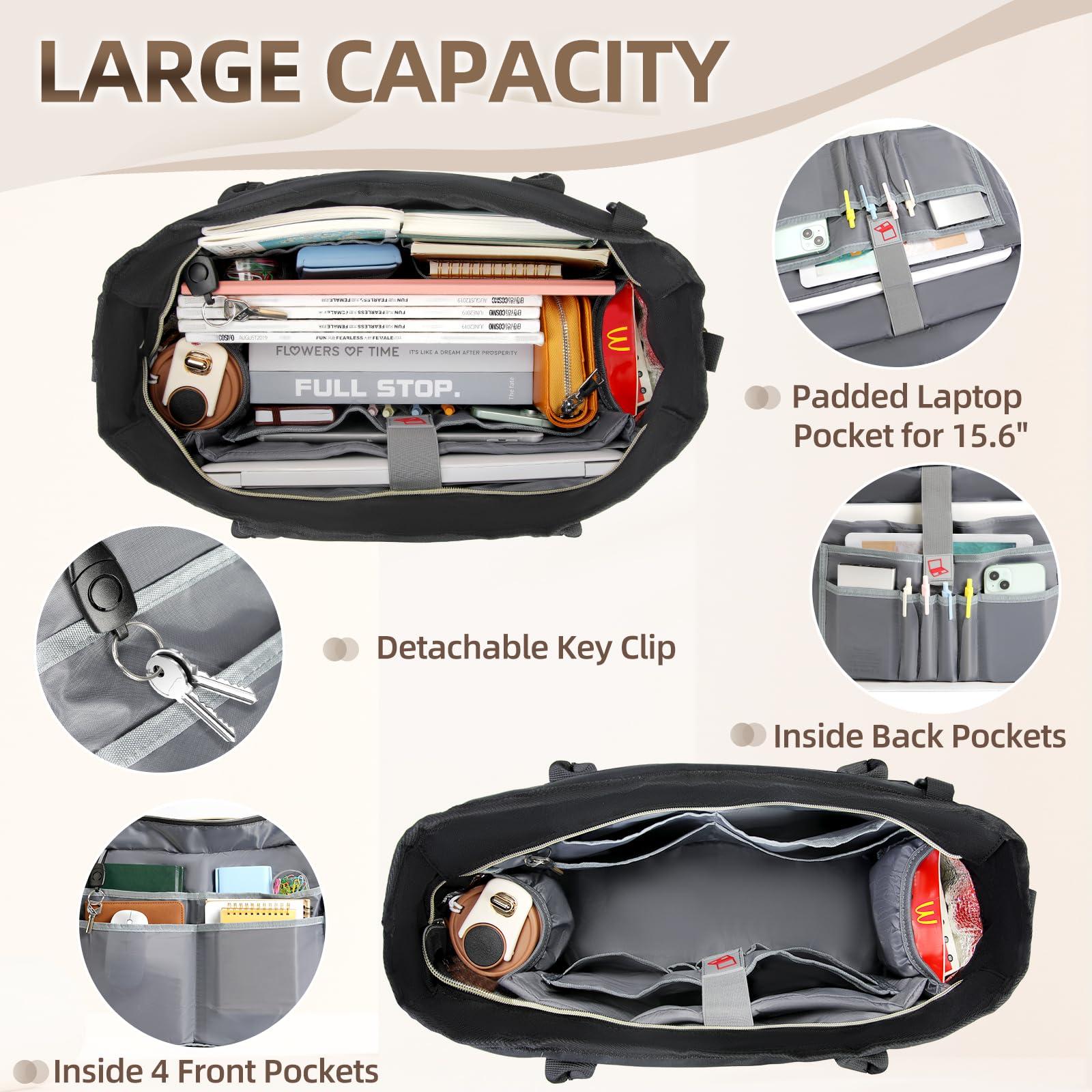 RAINSMORE Laptop Bag for Women 15.6 Inch Work Teacher Tote Nurse Bag Professional Laptop Tote Computer Messenger Shoulder Bags Large Handbag Business Office Work Briefcase - Image 3