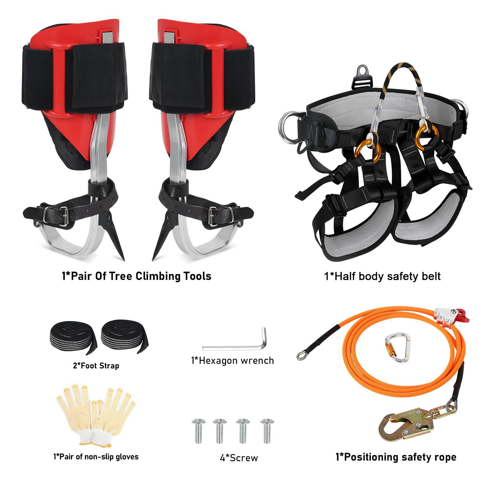 Tree Climbing Spikes Set for Tree Work, Adjustable Tree Climbing Gear with Safety Seat for Tree Climbing and 10FT Steel Wire Core Flip Line Kit for Outdoor Jungle Survival Fruit Picking - Image 6