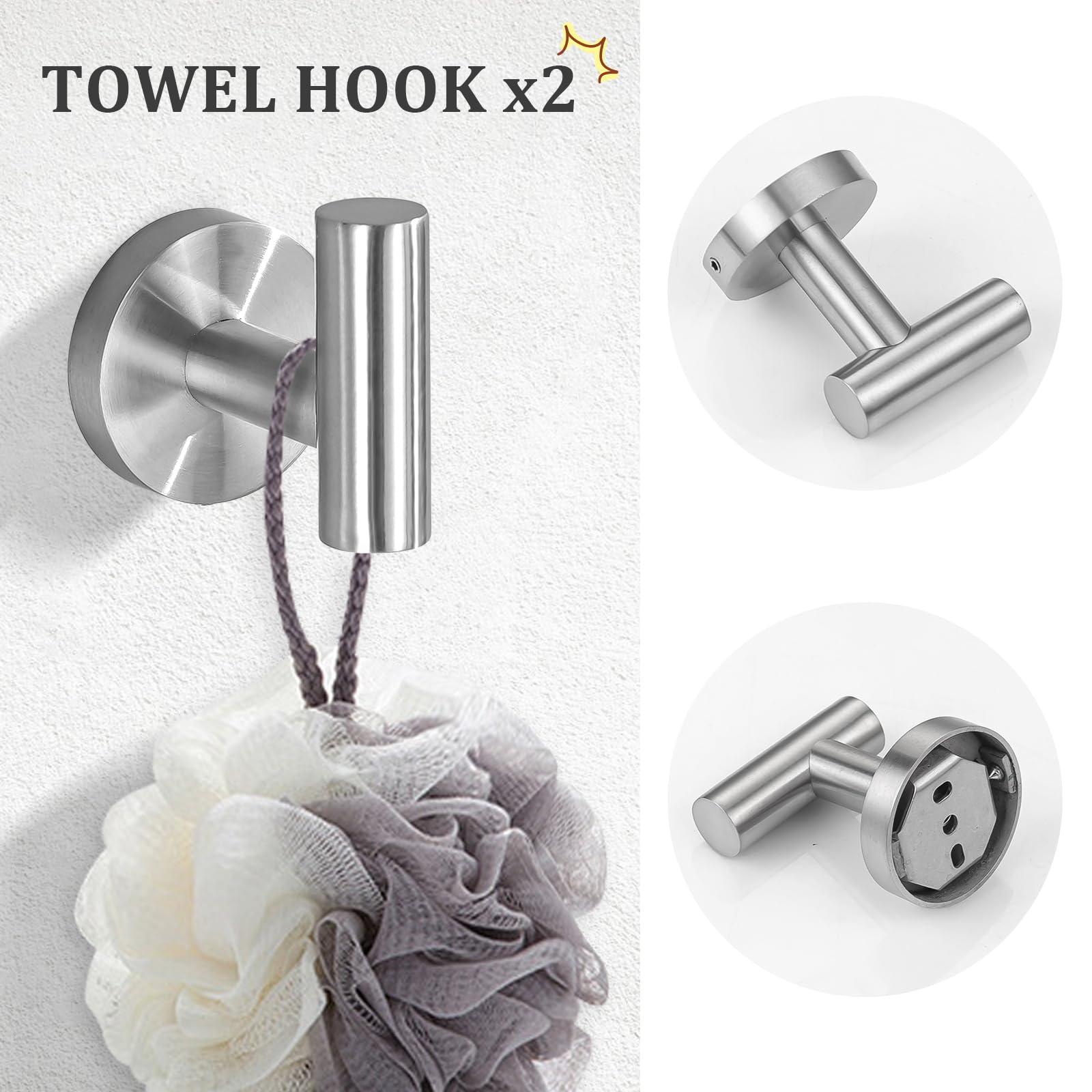 TURS 5 Piece Bathroom Hardware Set Brushed, SUS304 Stainless Steel Bath Towel Bar Set, 24 Inch Bathroom Accessories Kit Wall Mounted - Image 6