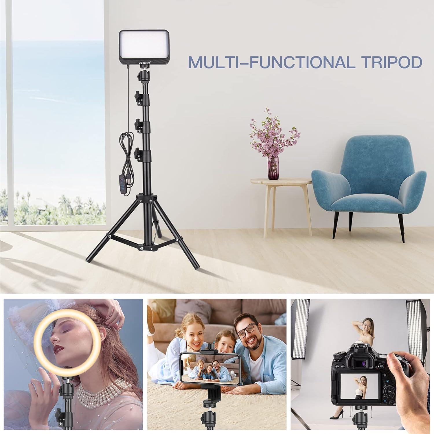 UBeesize LED Video Light Kit, 2Pcs Dimmable Continuous Portable Photography Lighting with Adjustable Tripod Stand & 5 Color Filters for Tabletop/Low-Angle Shooting, for Zoom, Game Streaming, YouTube - Image 7