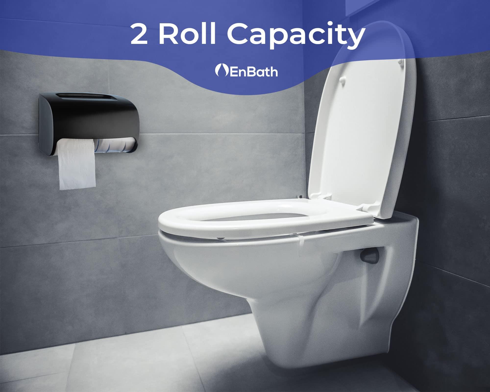 Commercial Toilet Paper Dispenser Wall Mount, Double (2 Roll) Locking Toilet Paper Holder (Black), Compact Two Roll, Side by Side Design Tissue Paper Dispenser (Dispensador de Papel Higienico Doble) - Image 3