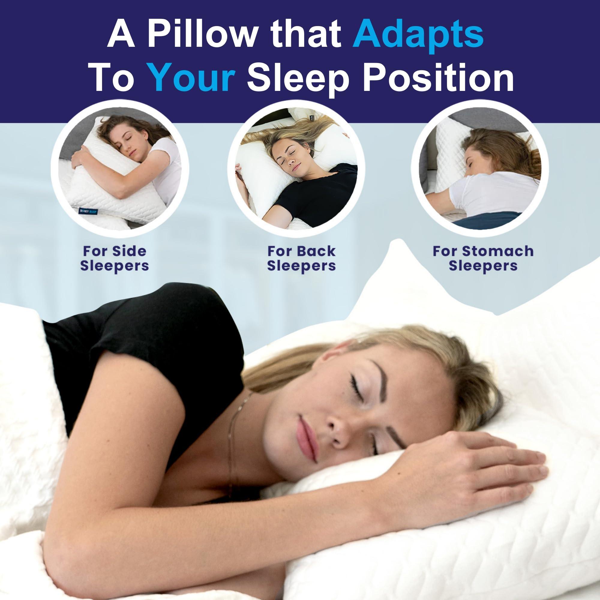 Sidney Sleep Pillow for Side and Back Sleepers - Comfort for Neck and Shoulder Pain - Adjustable Contour Fill - Queen Size - Extra Fill Included (White) - Image 4
