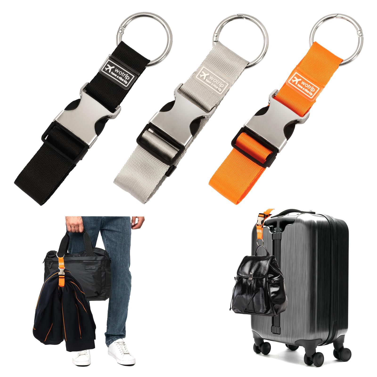 3 Pcs Add a Bag Luggage Straps Jacket Gripper Adjustable Luggage Hook Luggage Strap for Carry On Bag Luggage Accessories for Suitcases Bag (Black Grey and Orange)