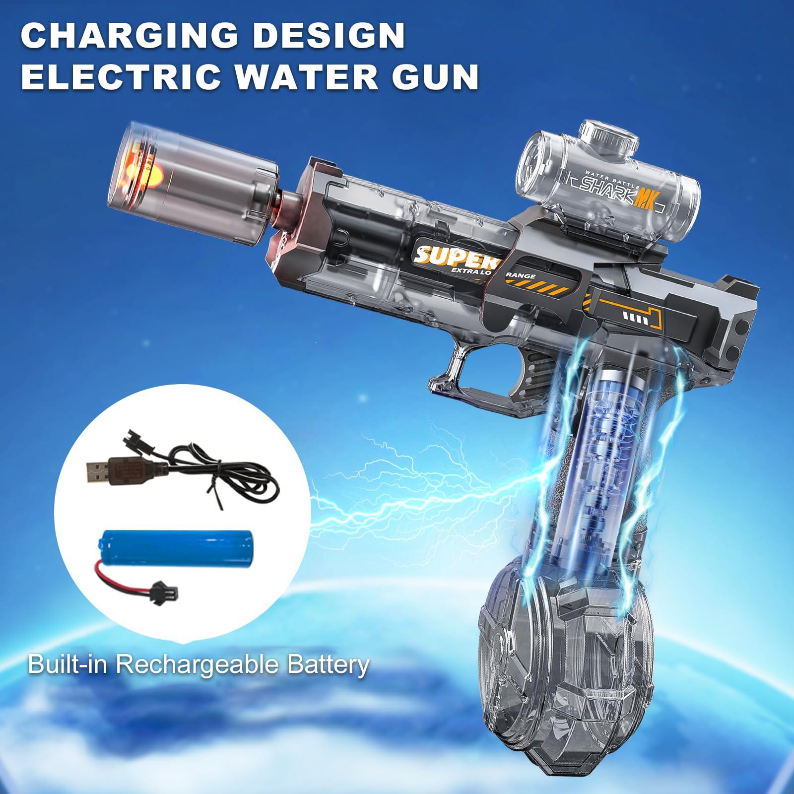 Electric Water Gun for Adults Kids, 2 Pack Automatic Squirt Watergun Pistol with Led Lights, Summer Outdoor Pool Beach Party Toys, Black and Blue - Image 6