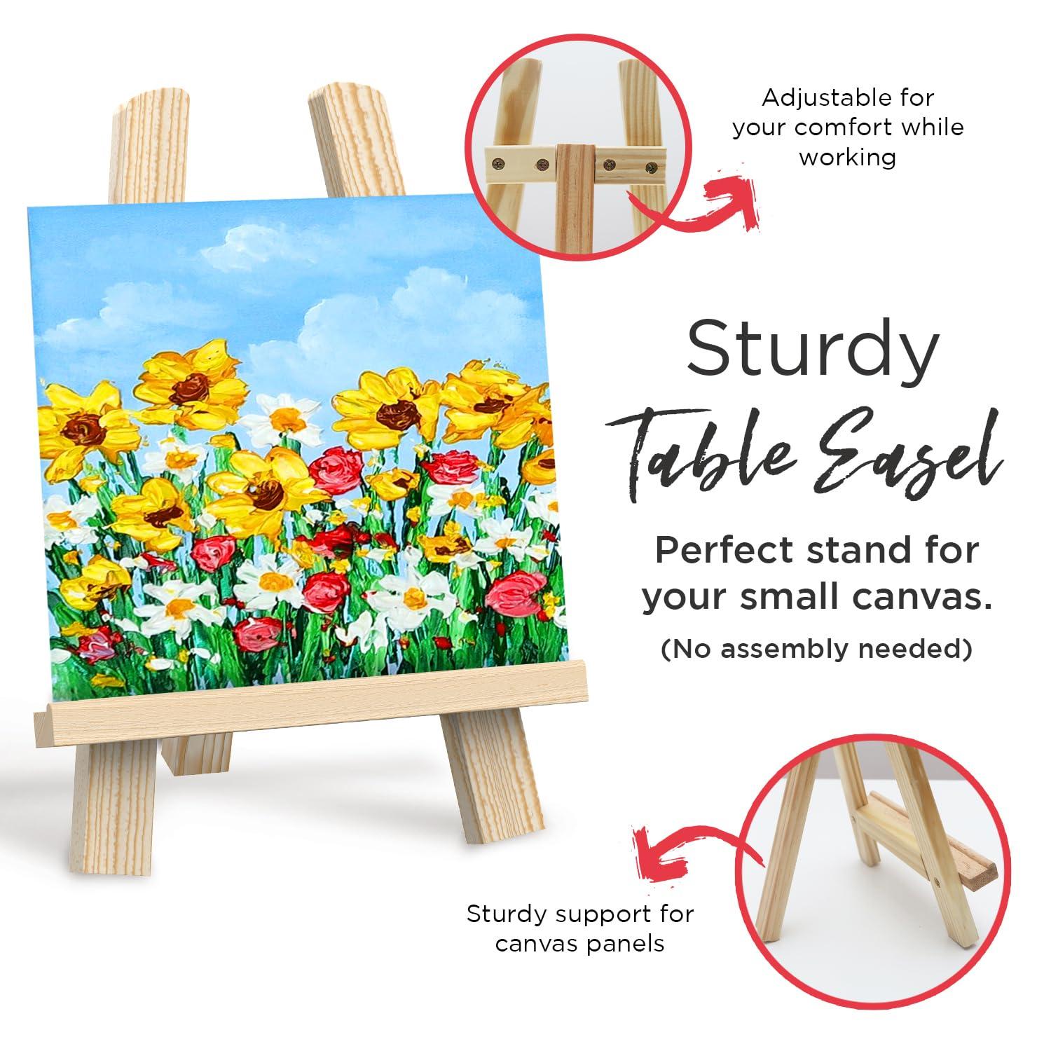 Chalkola Acrylic Paint Set for Adults & Kids - 56 Pcs Canvas Painting Kit with 32 Paints (22ml), 10 Brushes, 10 Canvases, Tabletop Easel, Palette, Knife - Professional Craft & Art Painting Supplies - Image 5