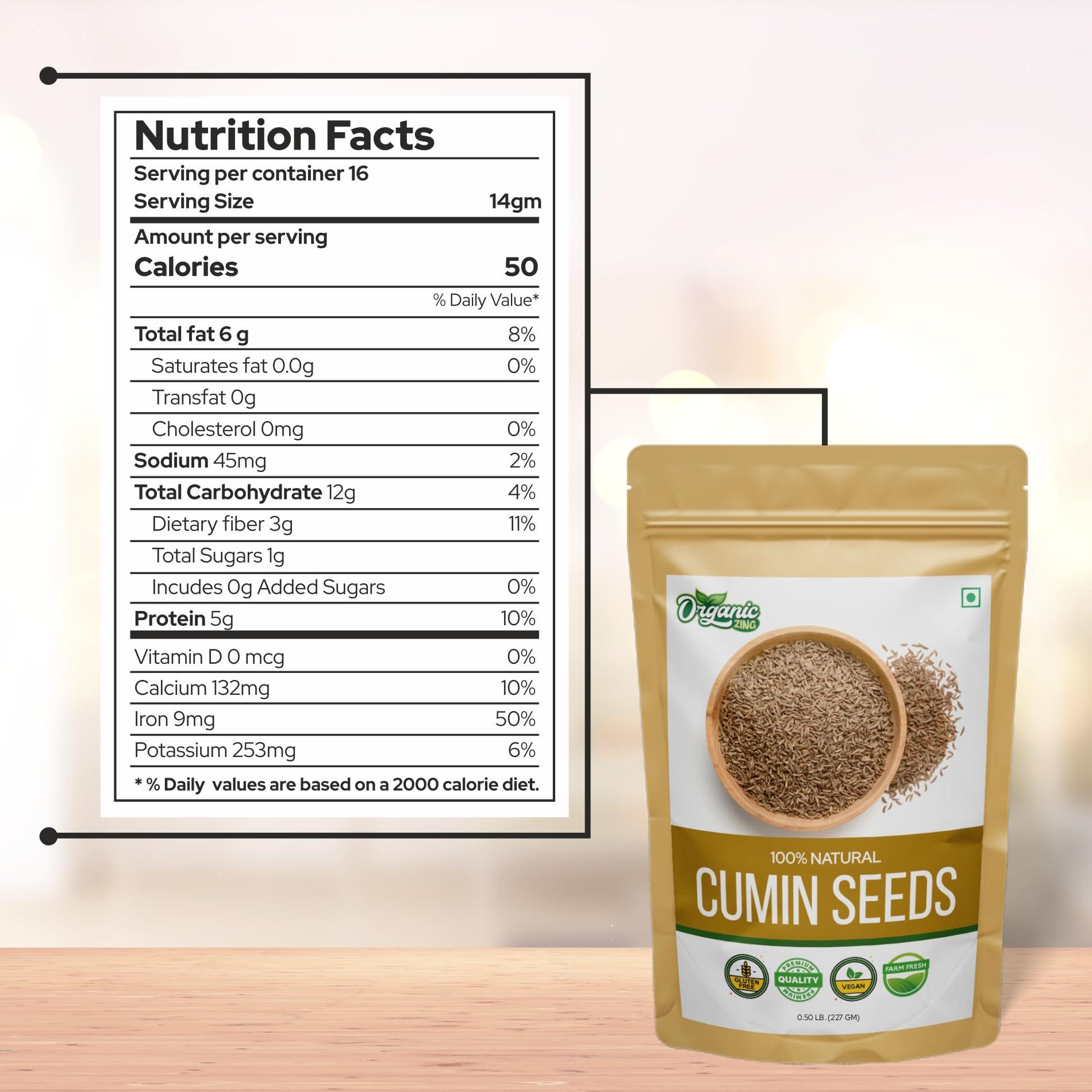 Organic Zing Cumin Seeds | 100% Vegan and Chemical Free | Sabut Jeera | Contains No Additives | Packed and Produced in India - 227 gm(Pack of 1) - Image 2