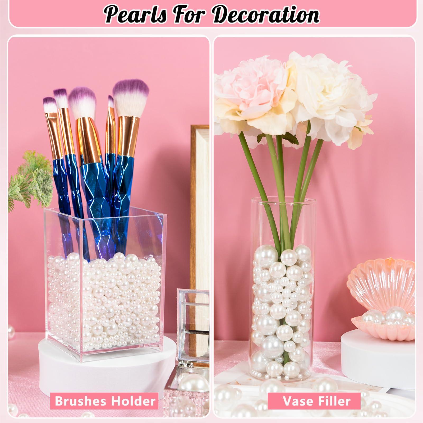 2000PCS Pearls for Crafting, Ivory No Hole Beads for Centerpieces Vases, Assorted Sizes Bulk Fake Pearls Beads for Vase Filler, Candles Centerpiece, DIY Crafts, Jewelry Making (4/6/8/10/14/20mm) - Image 4