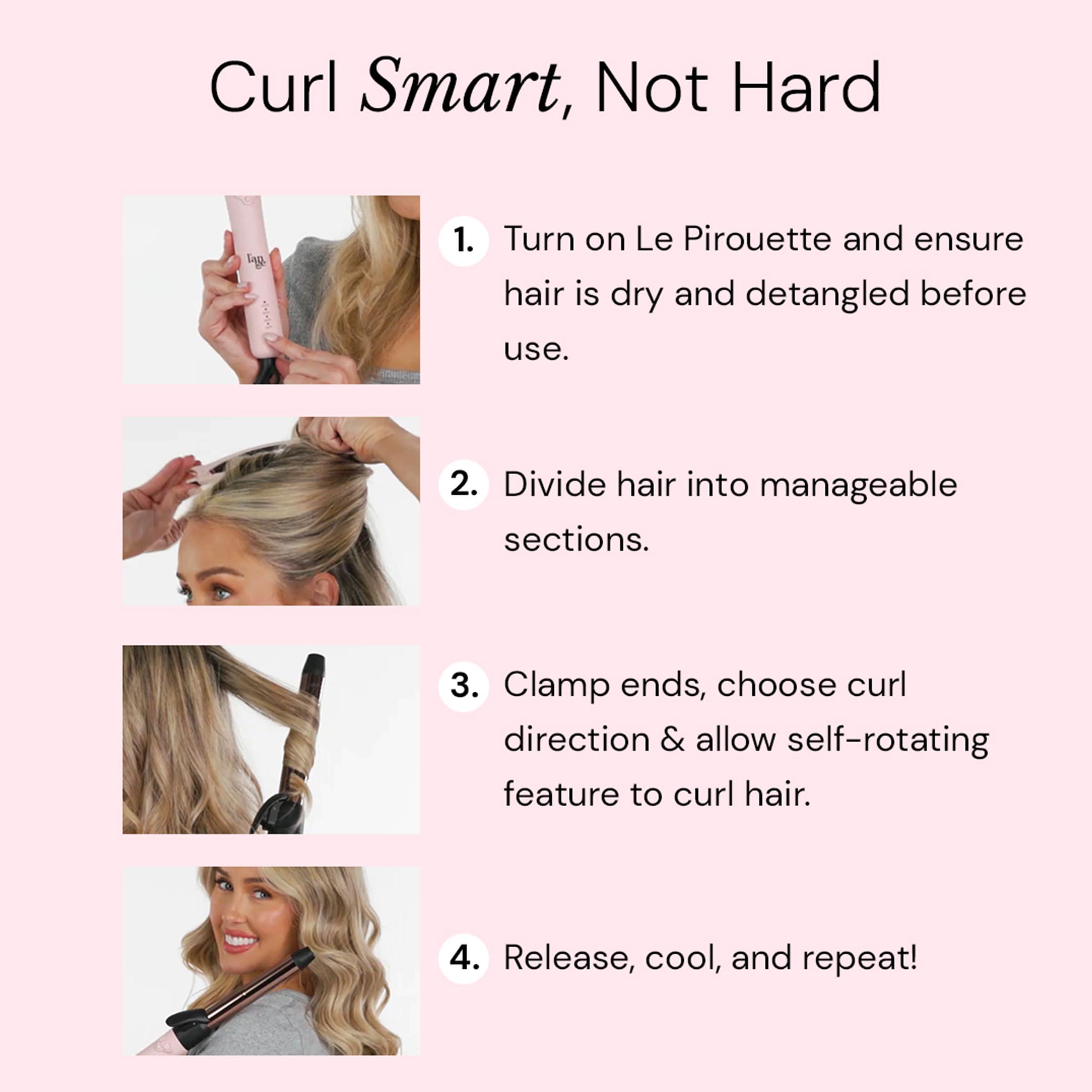L'ANGE HAIR Le Pirouette 32MM Titanium Rotating Curling Iron | 1.25 Inch Self-Rotating Hair Curler | Adjustable Heat (290°F-410°F) | Mini Clamp | 360° Swivel Cord | Dual Voltage | Travel-Ready | Blush - Image 3