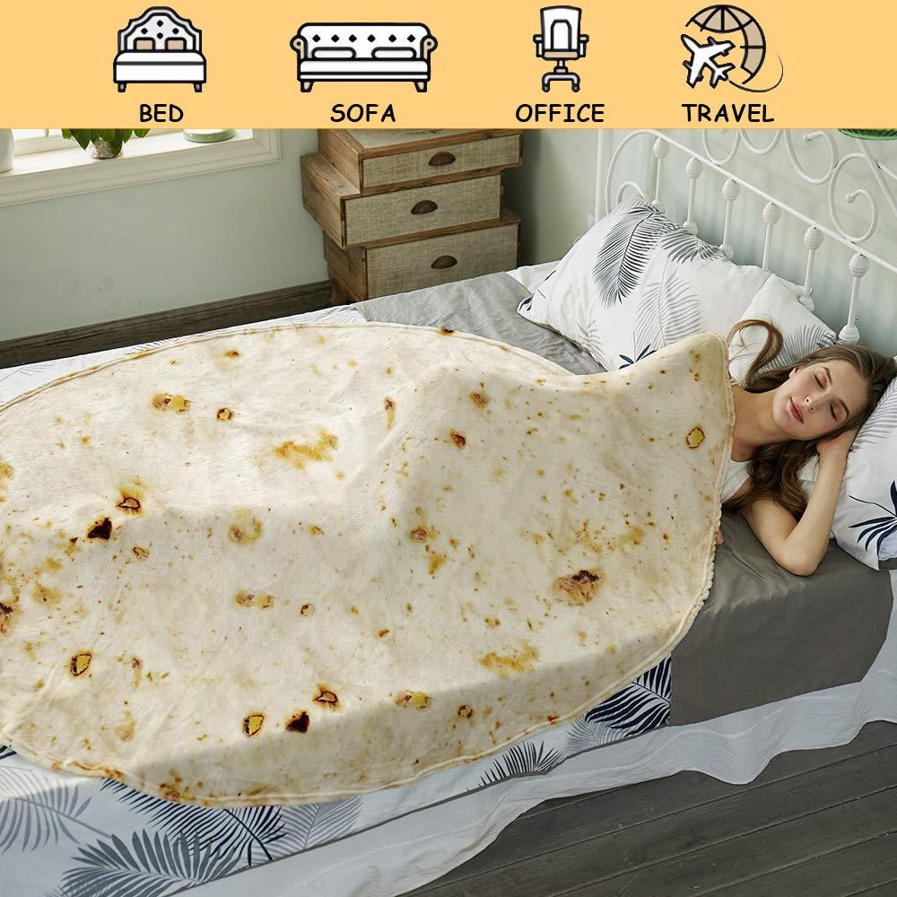 SeaRoomy Burritos Tortilla Blanket, Realistic Food Wrap Blanket Double Sided, Novelty Funny Tortilla Round Giant Soft Blankets (Beige, 47 inches) - Image 7