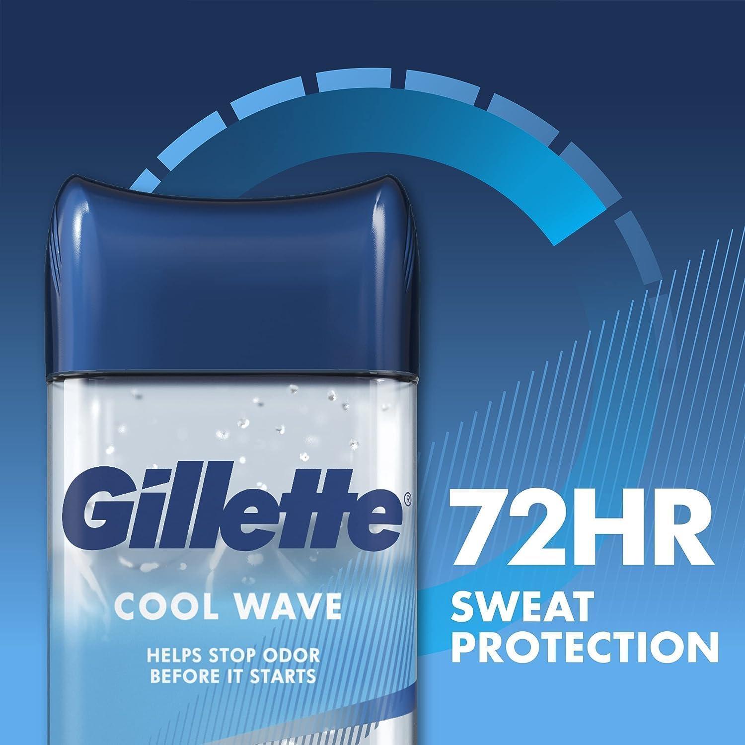 Gillette Antiperspirant and Deodorant for Men, 72hr Sweat & Odor Protection, Long Lasting Freshness, Anti-White Mark Technology, Clear Gel, Cool Wave Scent, 3.8 oz (Pack of 4) - Image 4