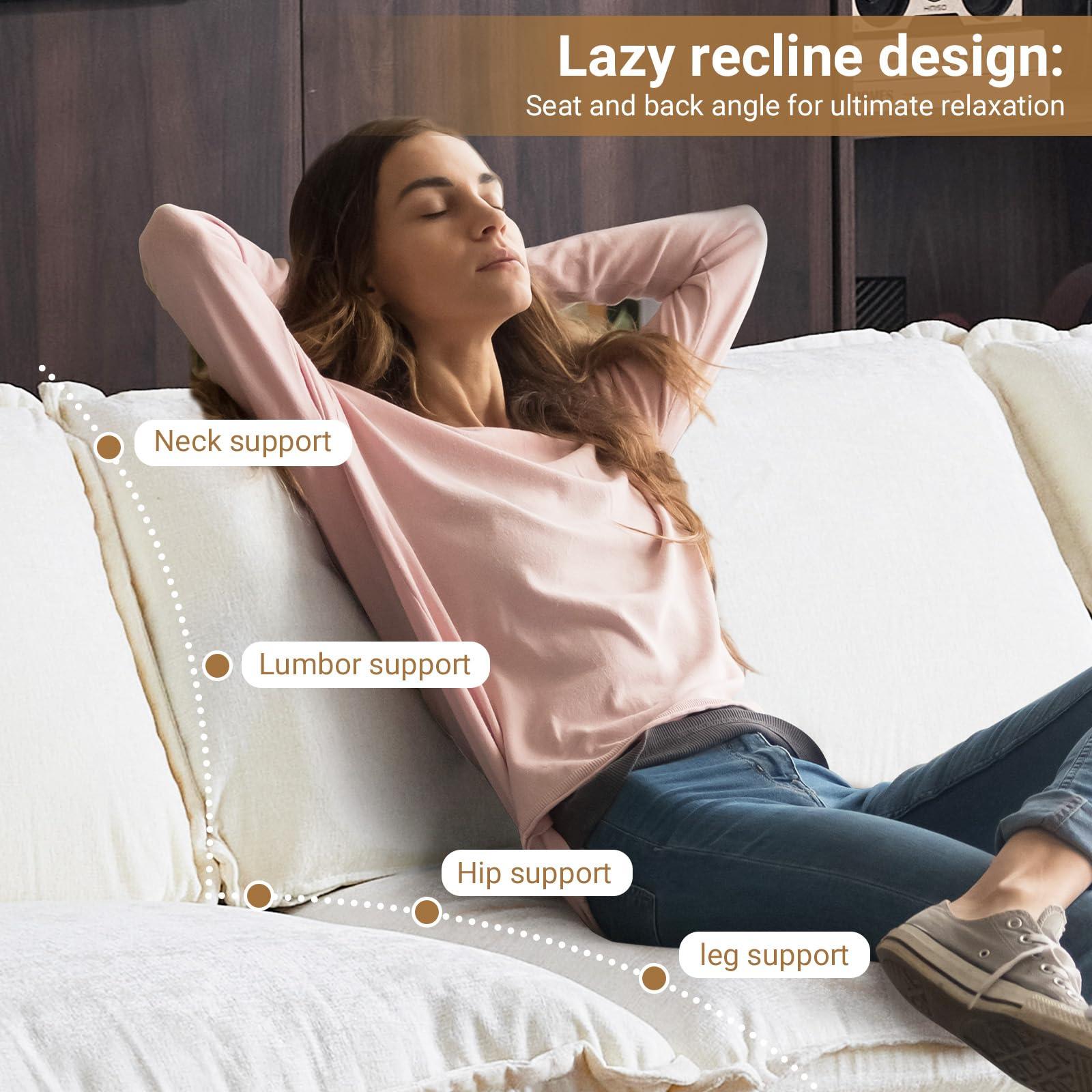VINGLI 87" Convertible Sectional Sofa,L-Shaped Deep Seat Sofa Couch for Living Room,Modern 2-Seat Loveseat Sofa with Ottoman for Small Space(Creamy White, 87") - Image 7