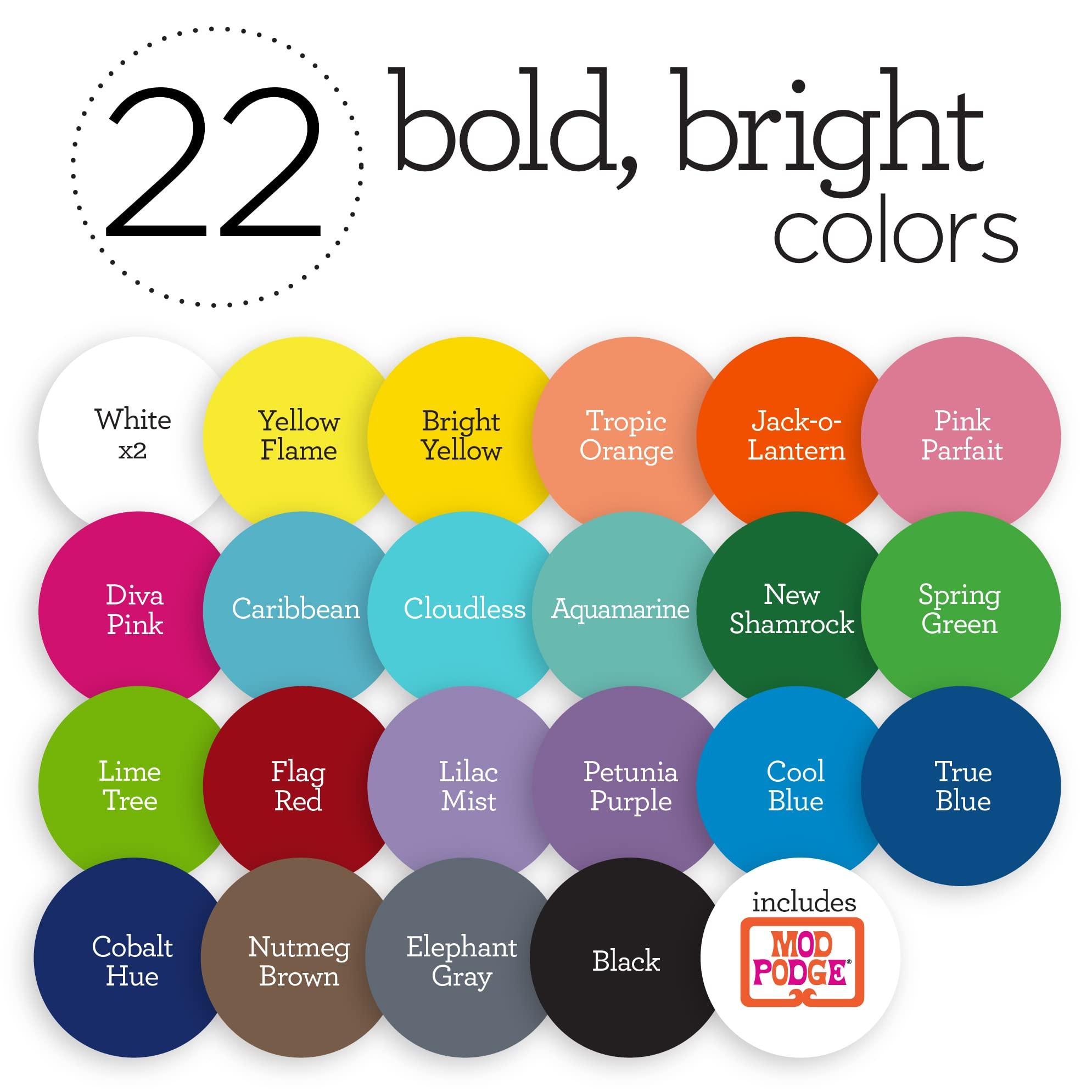 Apple Barrel Art Lessons Paint and Brush Set, 34 pc Kit Including 23 2 fl oz Apple Barrel Acrylic Paint Colors, 1 2 fl oz bottle of Mod Podge Matte, 10 FolkArt Brushes, 6 Video Lessons And More - Image 6