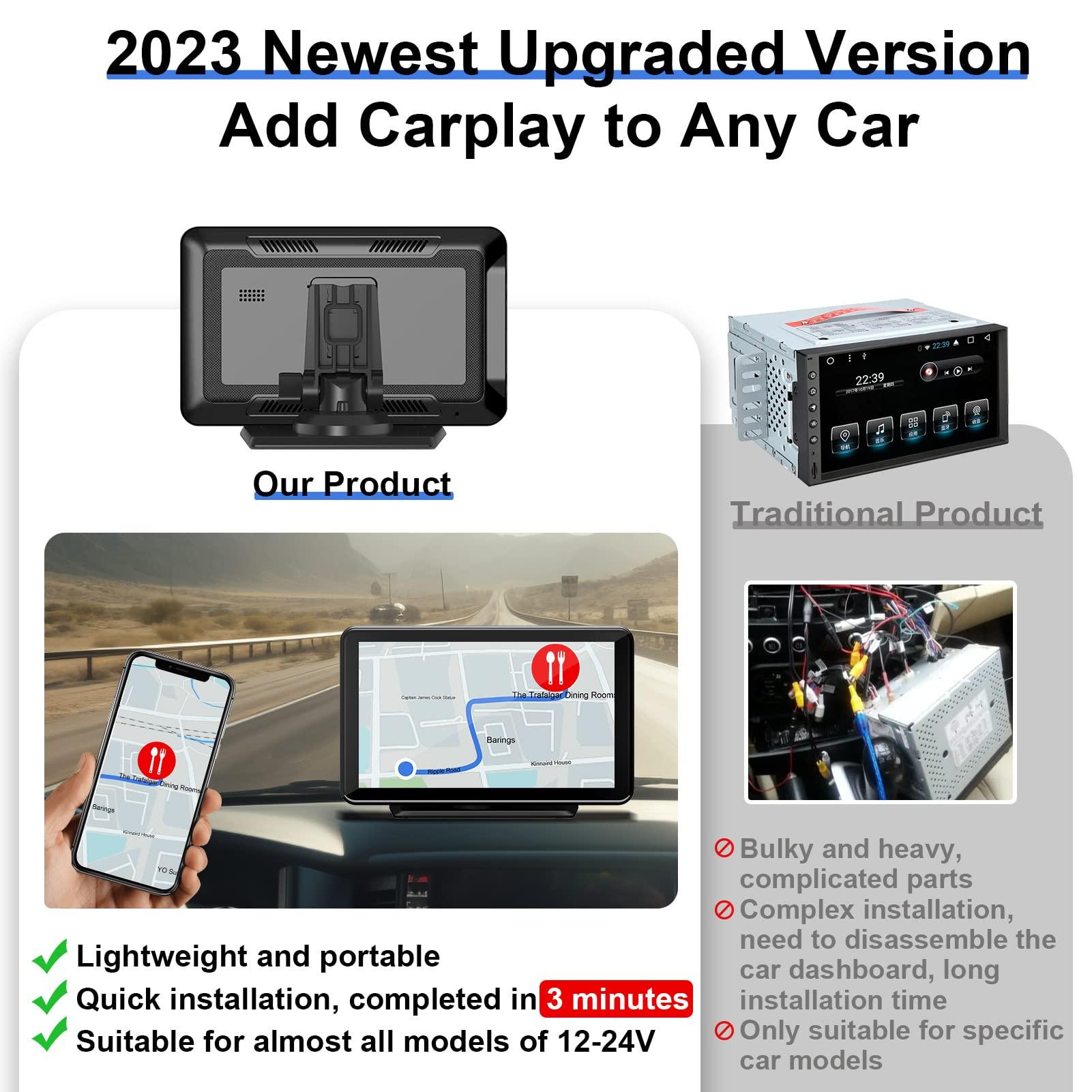 Jimtour Wireless Car Stereo with 7 Inch Touchscreen, Bluetooth Handsfree, Apple Carplay & Android Auto, GPS Navigation, FM/AUX/USB - Image 5