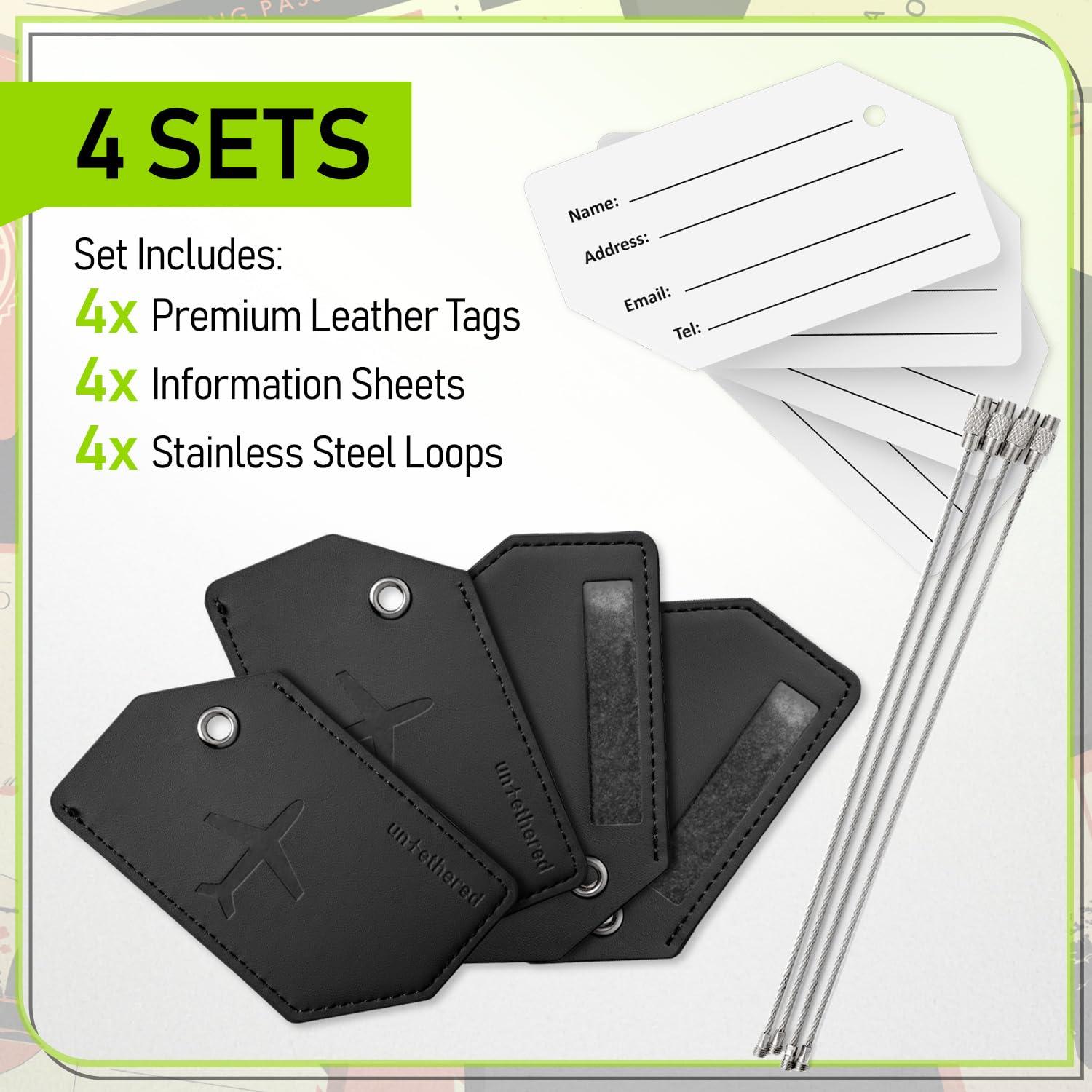 Untethered 4-Pack Luggage Tag Set | Durable Luggage Tags for Suitcases & Travel Bags | Bag Tag & Name ID Identifiers | Suitcase Tags for Easy Luggage Identification - Image 3