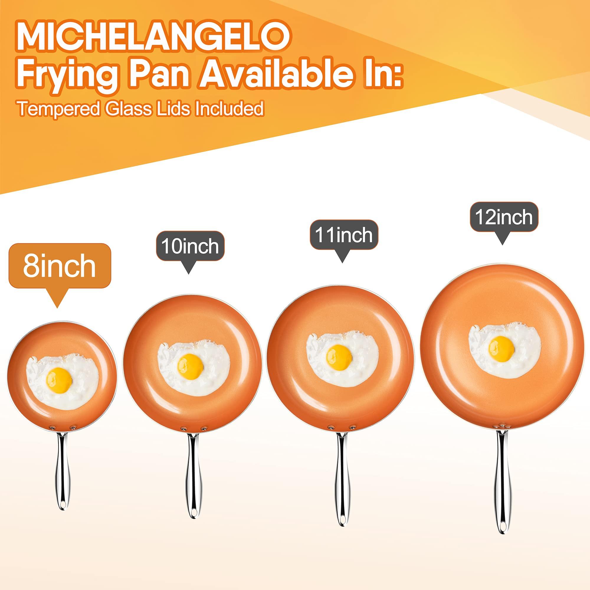 MICHELANGELO Frying Pan with Lid, Nonstick 8 Inch Frying Pan with Ceramic Titanium Coating, Copper Fry Pan with Lid, Small Fry Pan 8 Inch, Nonstick Fry Pans - Image 9