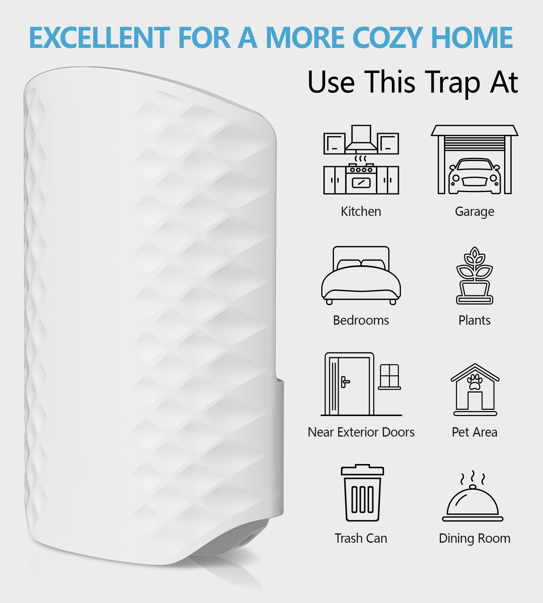 WowCatch Flying Insect Trap for Indoors, Bug Killer Light Trap for Fruit Flies, Gnats, Moths, and Houseflies, 1 Device + 4 Refills, Best Fly Traps for Home, Kitchen, Bedroom, Plant Area, Garages - Image 8