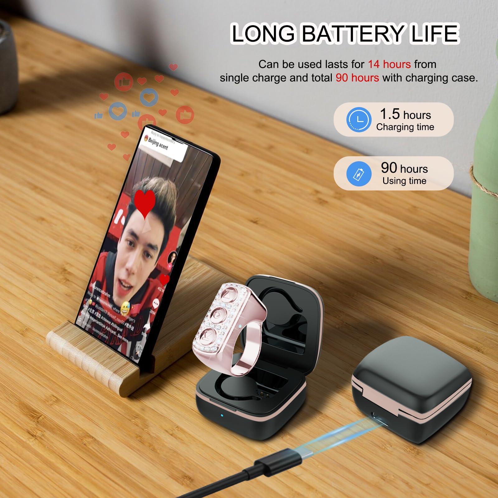 Remote Control Page Turner for TikTok - Bluetooth Scrolling Ring for iPhone iPad Android Ebook Reading, Camera Video Shutter for Smart Phone (Rose Gold) - Image 7