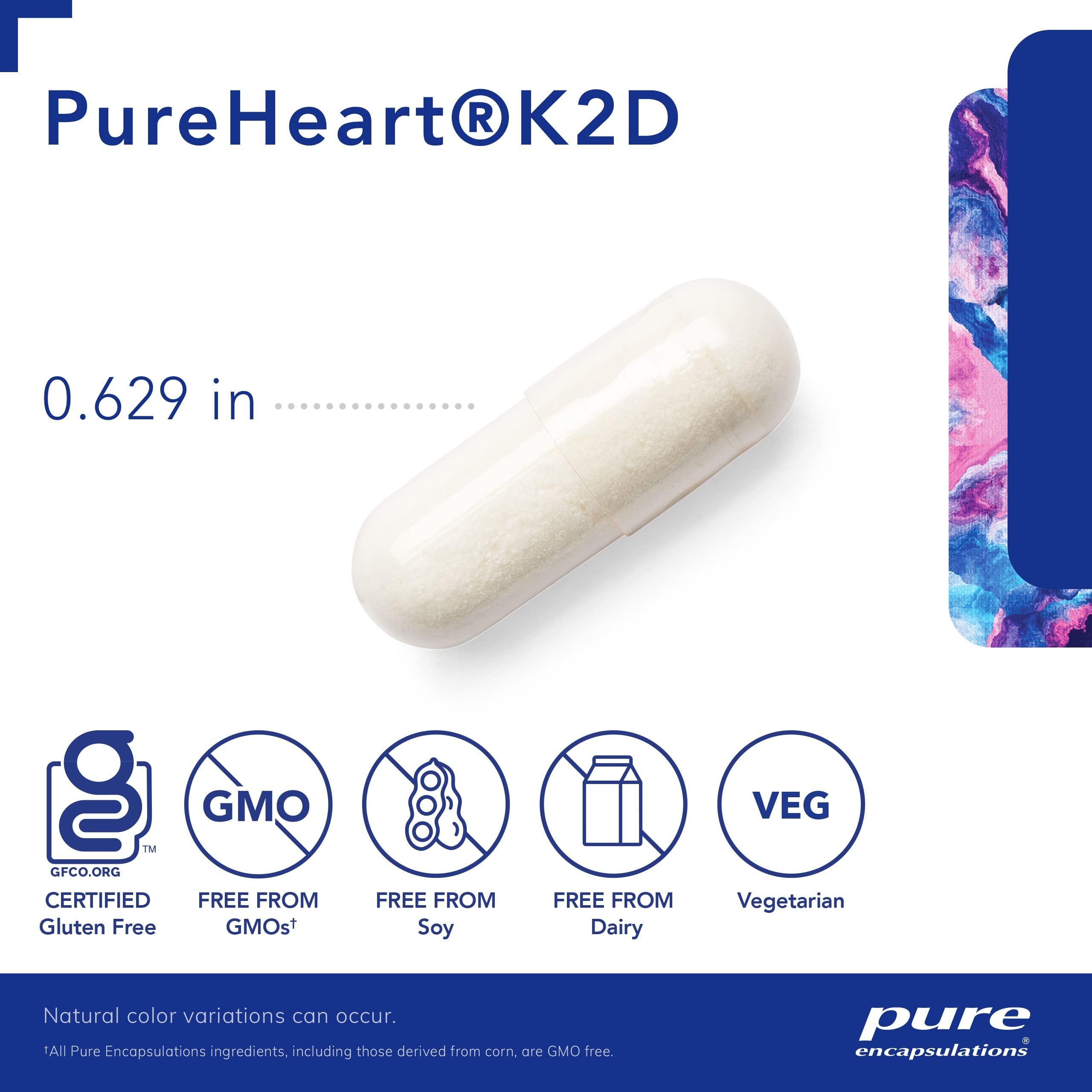 Pure Encapsulations PureHeart K2D - Heart Health Supplement* - with Vitamin K2 & D3 - Cholecalciferol Vitamin D & MK-7 - Non-GMO & Vegetarian - 60 Capsules - Image 3