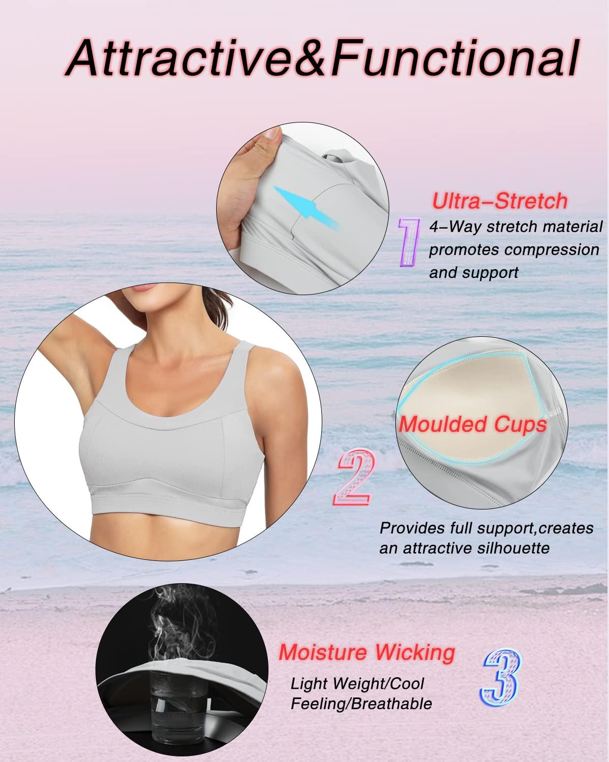 RUNNING GIRL High Impact Sports Bras for Women,Racerback Running Bra Workout Crop Tank Tops Longline Sports Bra Push up - Image 3