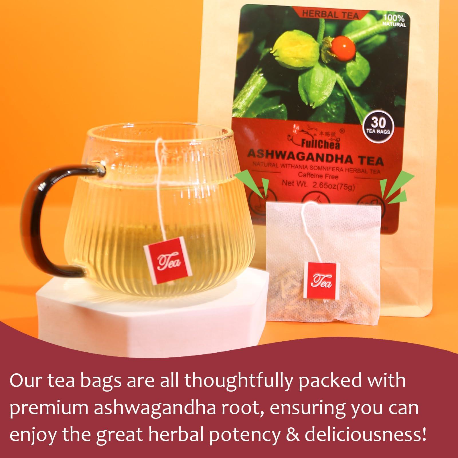 FullChea - Ashwagandha Tea, 2.5g X 30 Count - Sourced from India - Premium Natural Dried Cut & Sifted Root - Non-GMO - Caffeine-free - Rich in Antioxidants & Boost Energy - Image 5