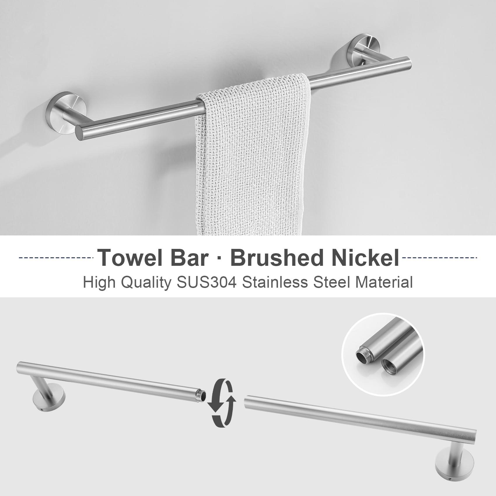Lairuier Bathroom Hardware Set,Brushed Nickel 5-pieceTowel Bar Set Stainless Steel Wall Mounted Bathroom Hardware Accessories Set - Image 4