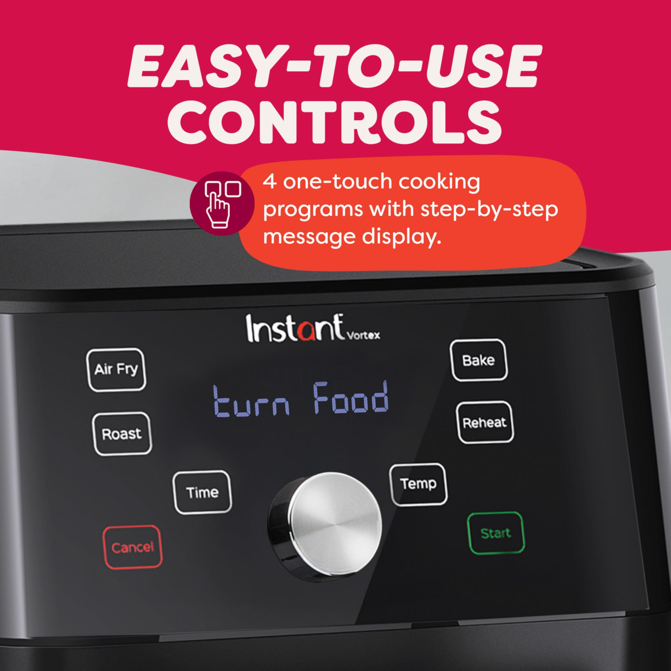 Instant Pot Vortex 6QT XL Air Fryer, 4-in-1 Functions that Crisps, Roasts, Reheats, Bakes for Quick Easy Meals, 100+ In-App Recipes, is Dishwasher-Safe, from the Makers of Instant Pot, Black - Image 6