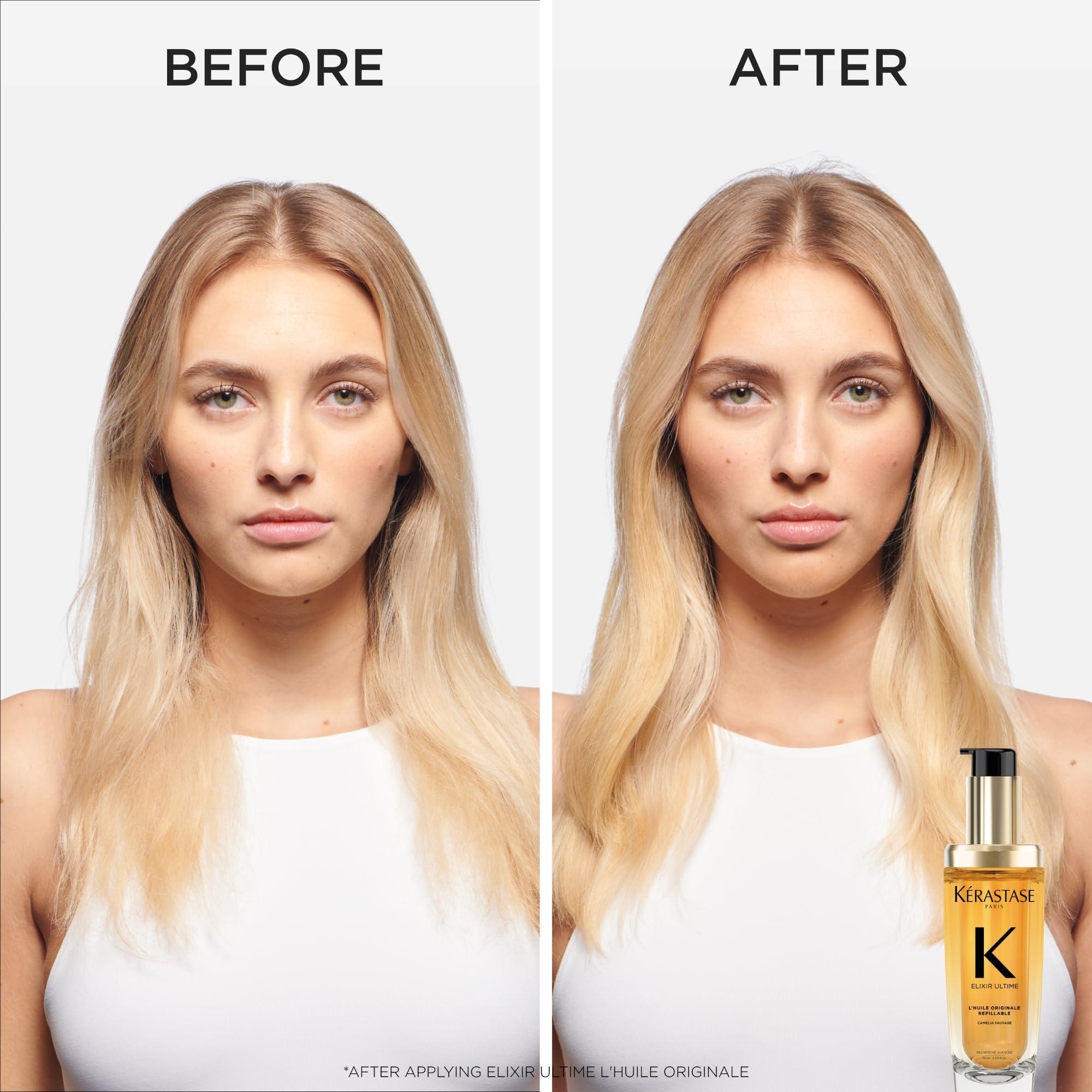 Kerastase Elixir Ultime Refillable Hair Oil - Hydrates & Smoothes Frizz, Adds Shine, With Wild Camellia, Nourishes & Strengthens Hair - Image 4