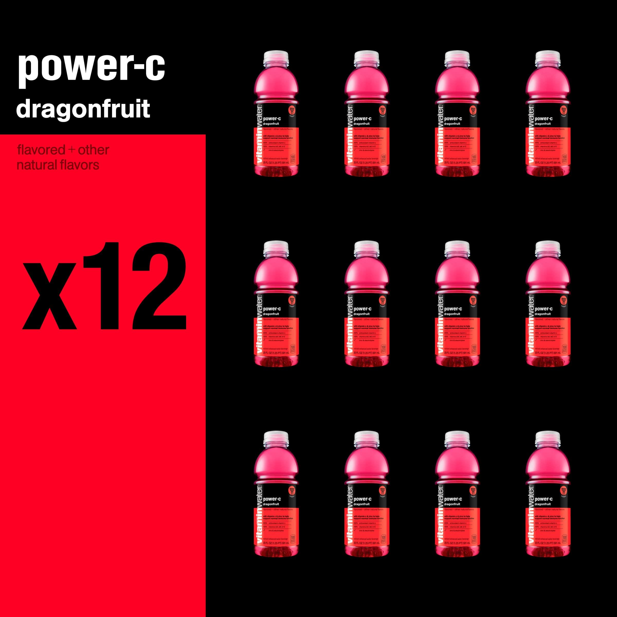 vitaminwater power-c electrolyte enhanced water w/vitamins, dragonfruit drinks, 20 fl oz, 12 Pack - Image 6