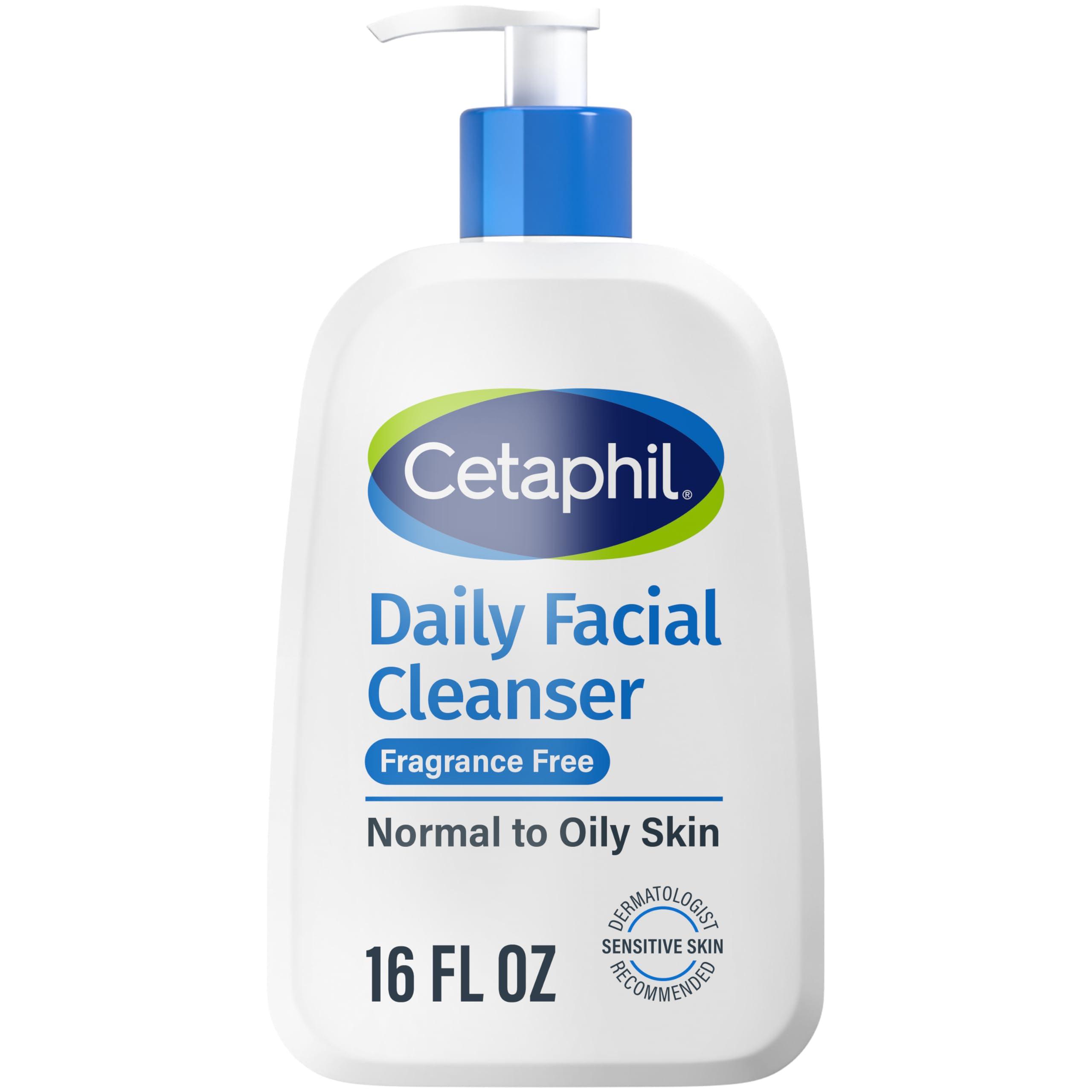 Cetaphil Face Wash, Daily Facial Cleanser for Sensitive, Combination to Oily Skin, 16 Oz, Fragrance Free, Gentle Foaming, Soap Free, Hypoallergenic - Image 1