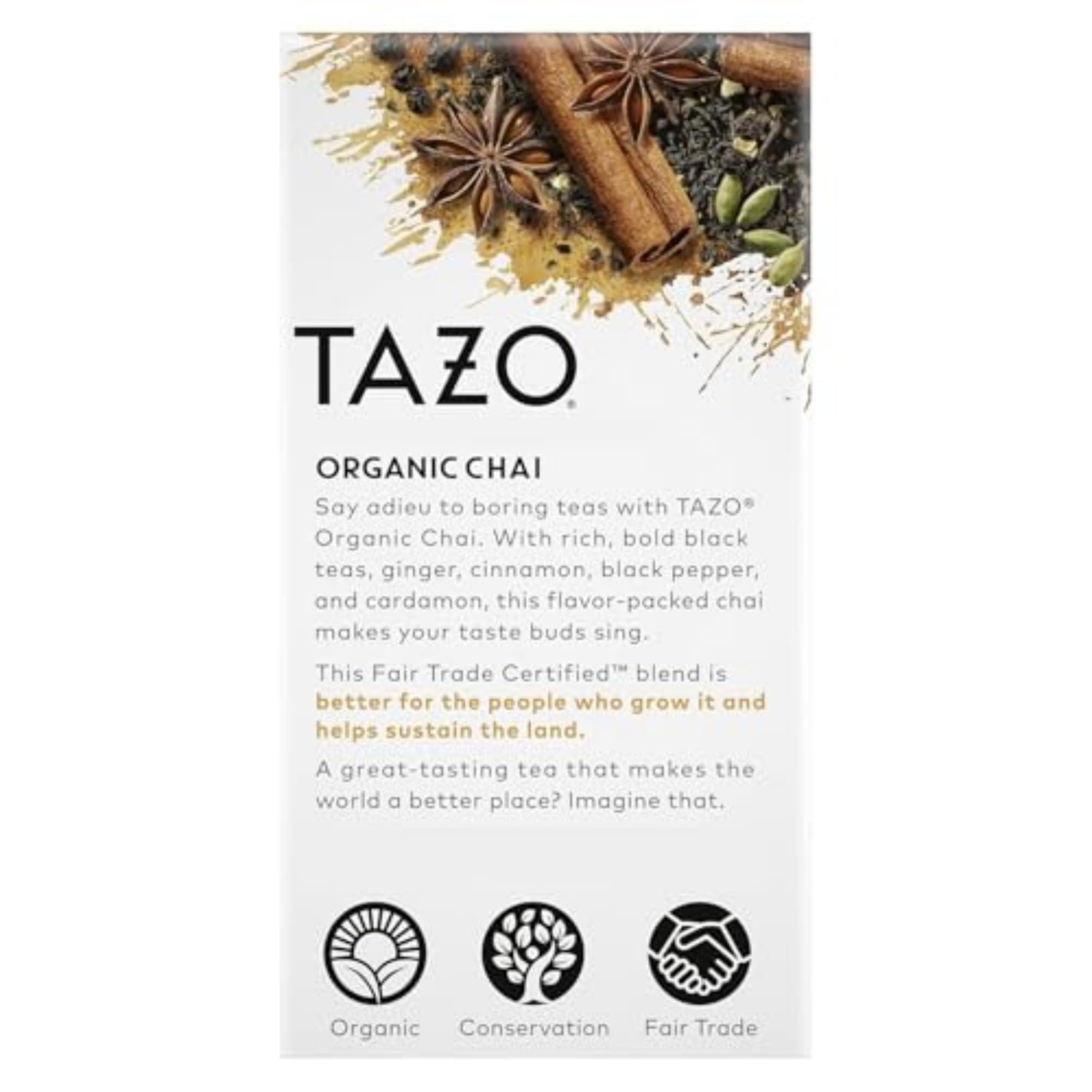 TAZO Organic Chai Black Tea Bags, Caffeinated tea, 16 Total Bags - Image 4