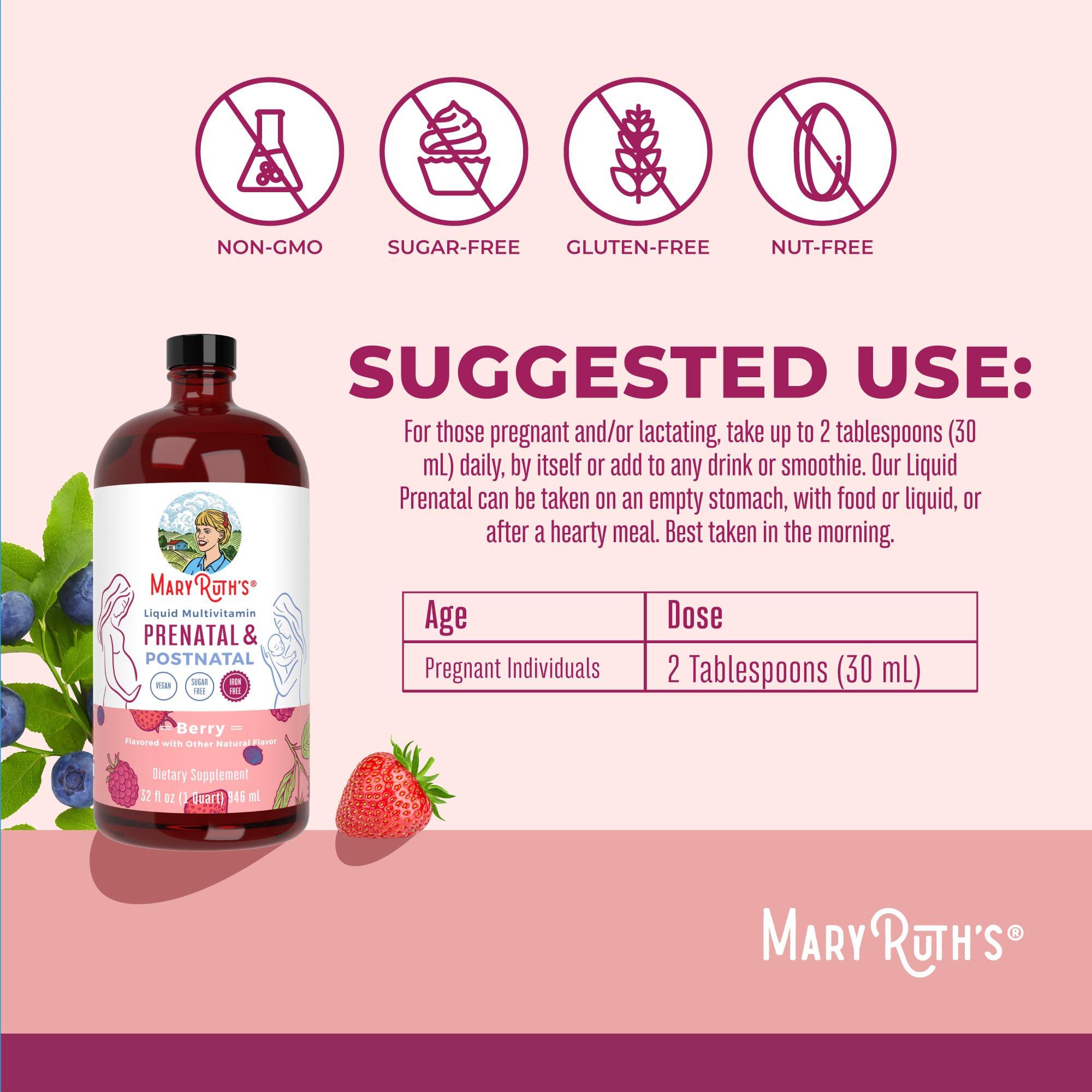 MaryRuth Organics Postnatal & Prenatal Vitamins for Women | Sugar Free | Womens Multivitamin for Pre-Conception, Pregnancy & Nursing | Ginger | Selenium | Folate | Vegan | Non-GMO | Gluten Free | 32oz - Image 3