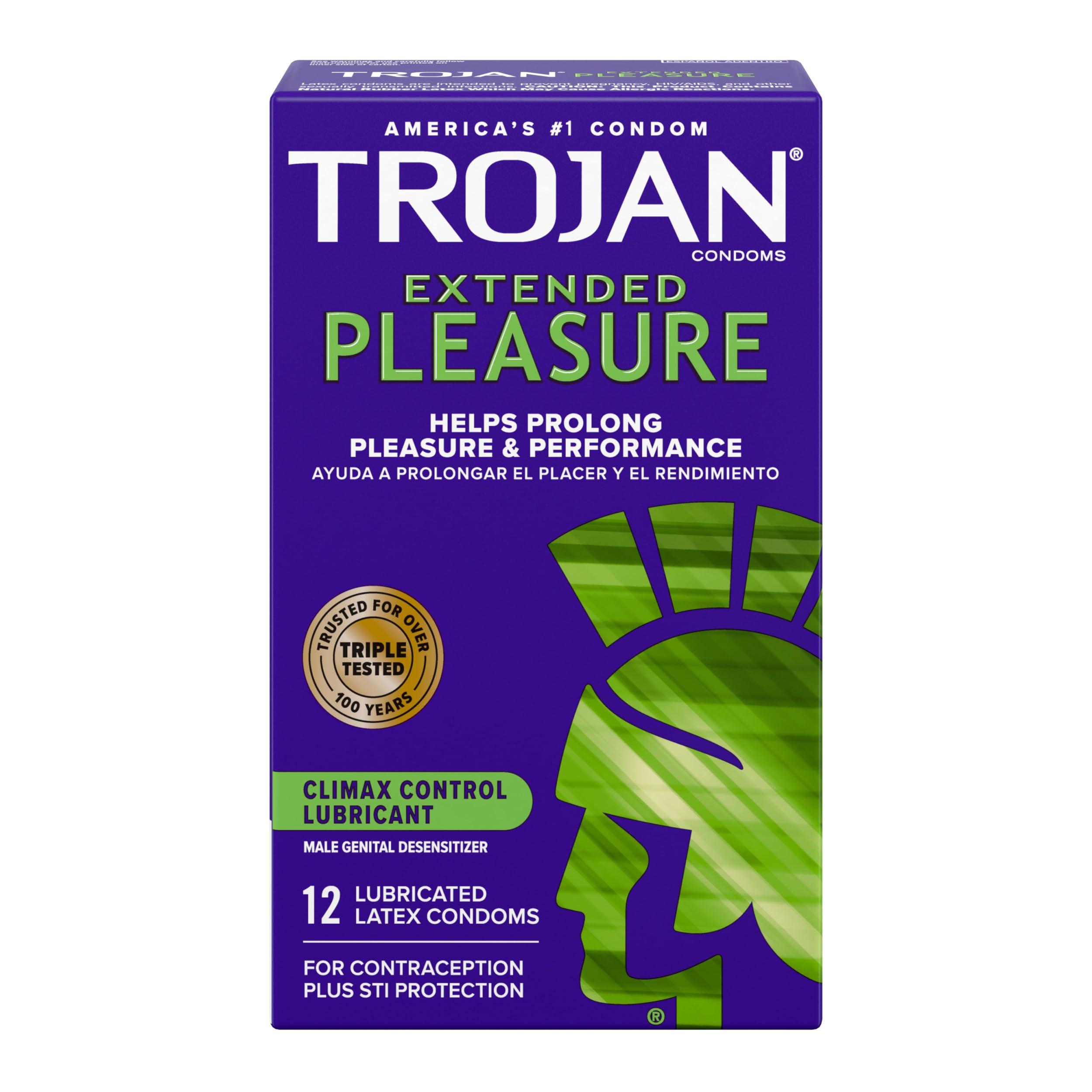 TROJAN EXTENDED PLEASURE Climax Control Extended Pleasure Condoms, 12 Count
