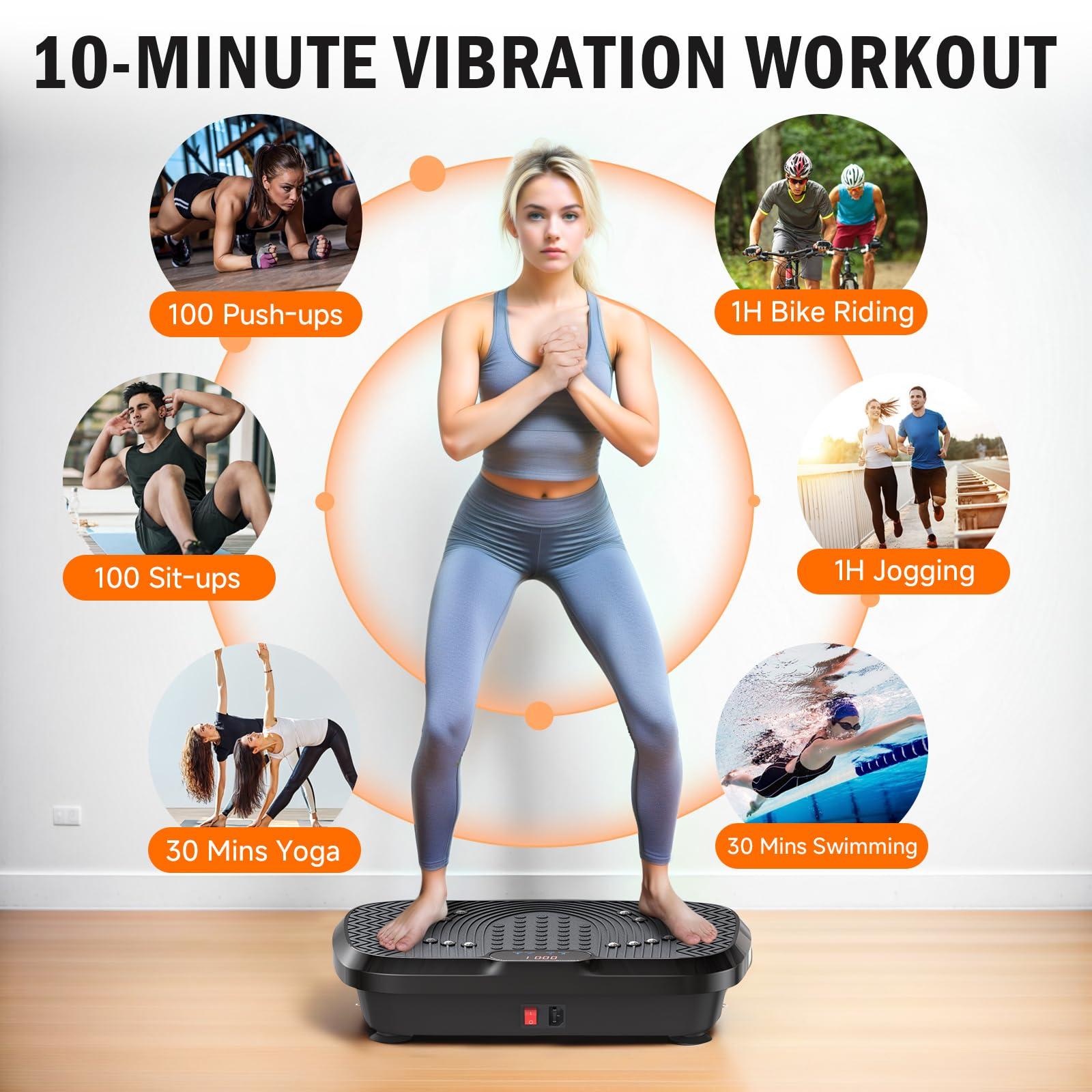 Vibration Plate Exercise Machine, Whole Body Workout Vibration Plate for Lymphatic Drainage, 240 Adjustable Speeds Power Vibrating Plate Home Fitness Platform for Shaping, Max Weight 330lbs - Image 5