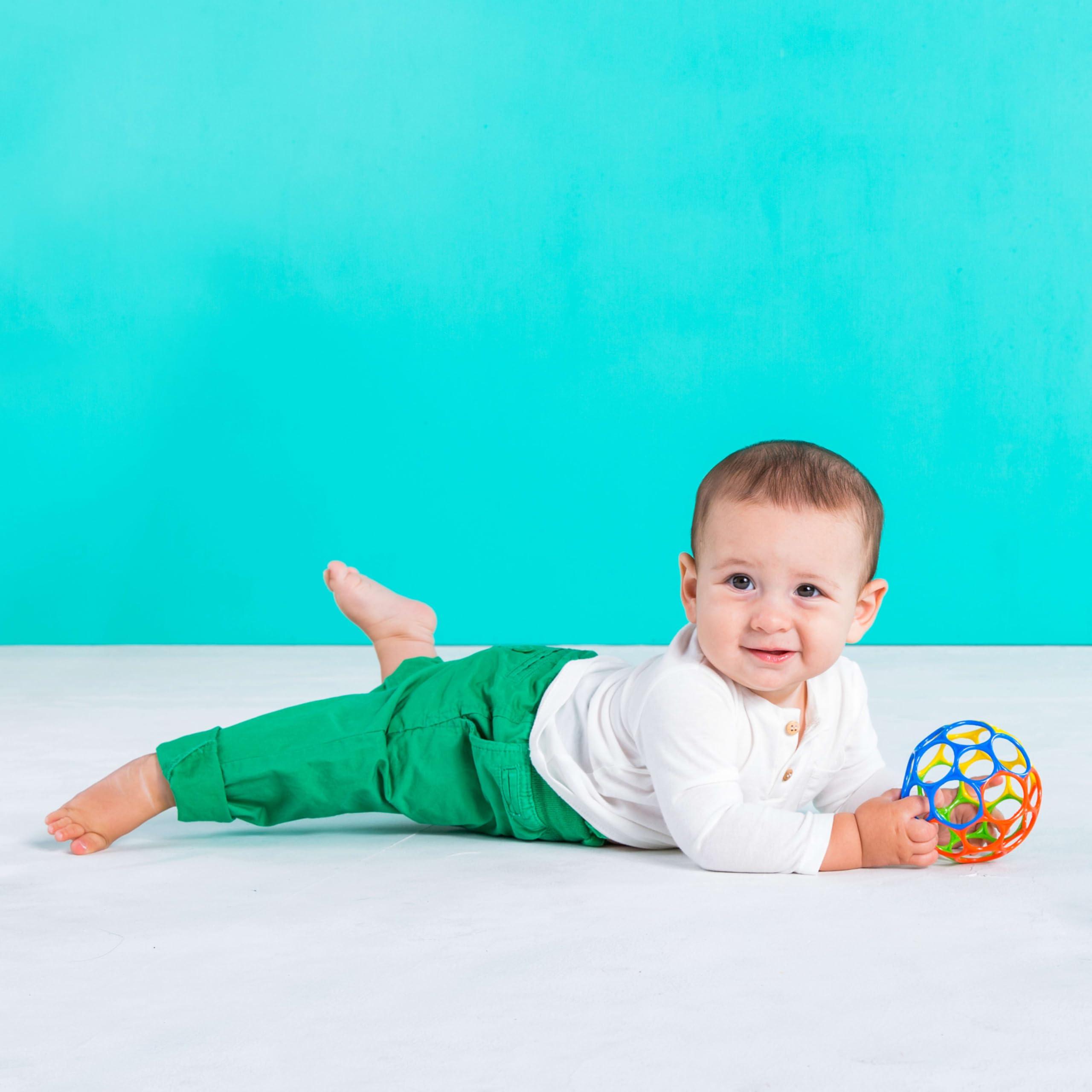 Bright Starts Oball Easy Grasp Classic Ball BPA-Free Infant Toy in Red, Yellow, Green, Blue, Age Newborn and up, 4 Inches - Image 2