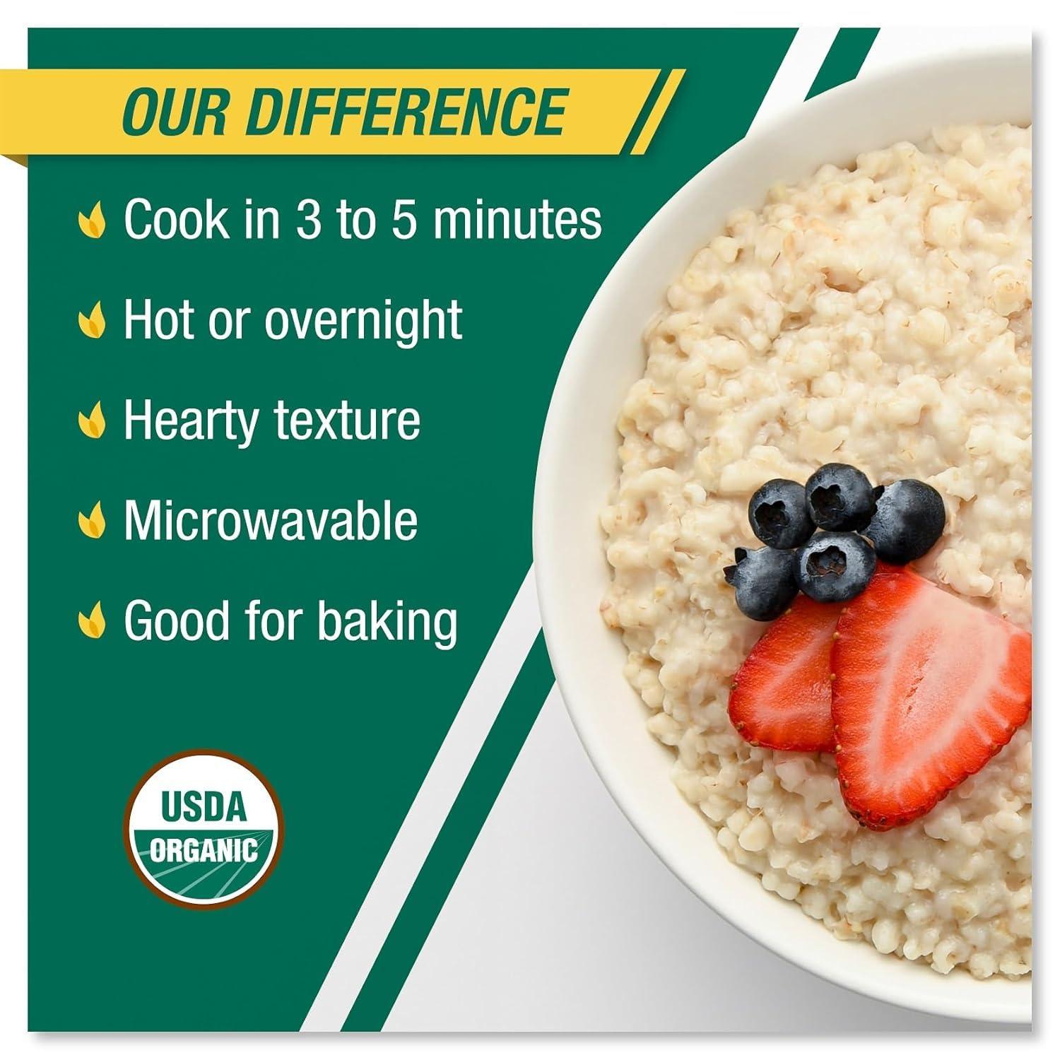 COACH'S OATS Organic Whole Grain Oatmeal 3 lbs | Cracked n’ Toasted | Quick-Cooking, Steel Cut Texture | Heart-Healthy, Delicious Breakfast | Microwavable, Stovetop, Overnight Oatmeal - Image 4