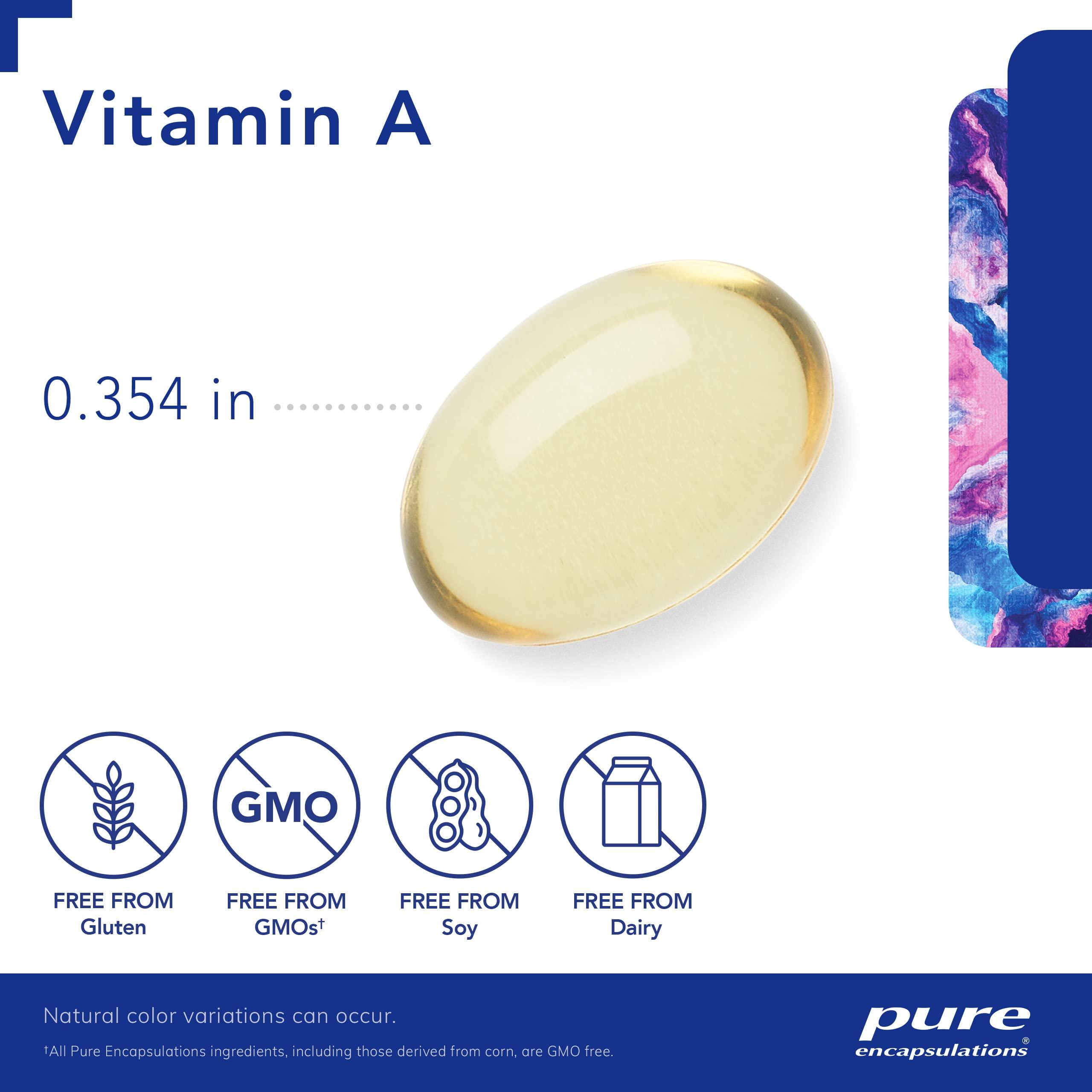 Pure Encapsulations Vitamin A - 3,000 mcg - from Cod Liver Oil - Immune & Vision Support* - Vitamin A Palmitate Supplement - Non-GMO - 120 Softgel Capsules - Image 3